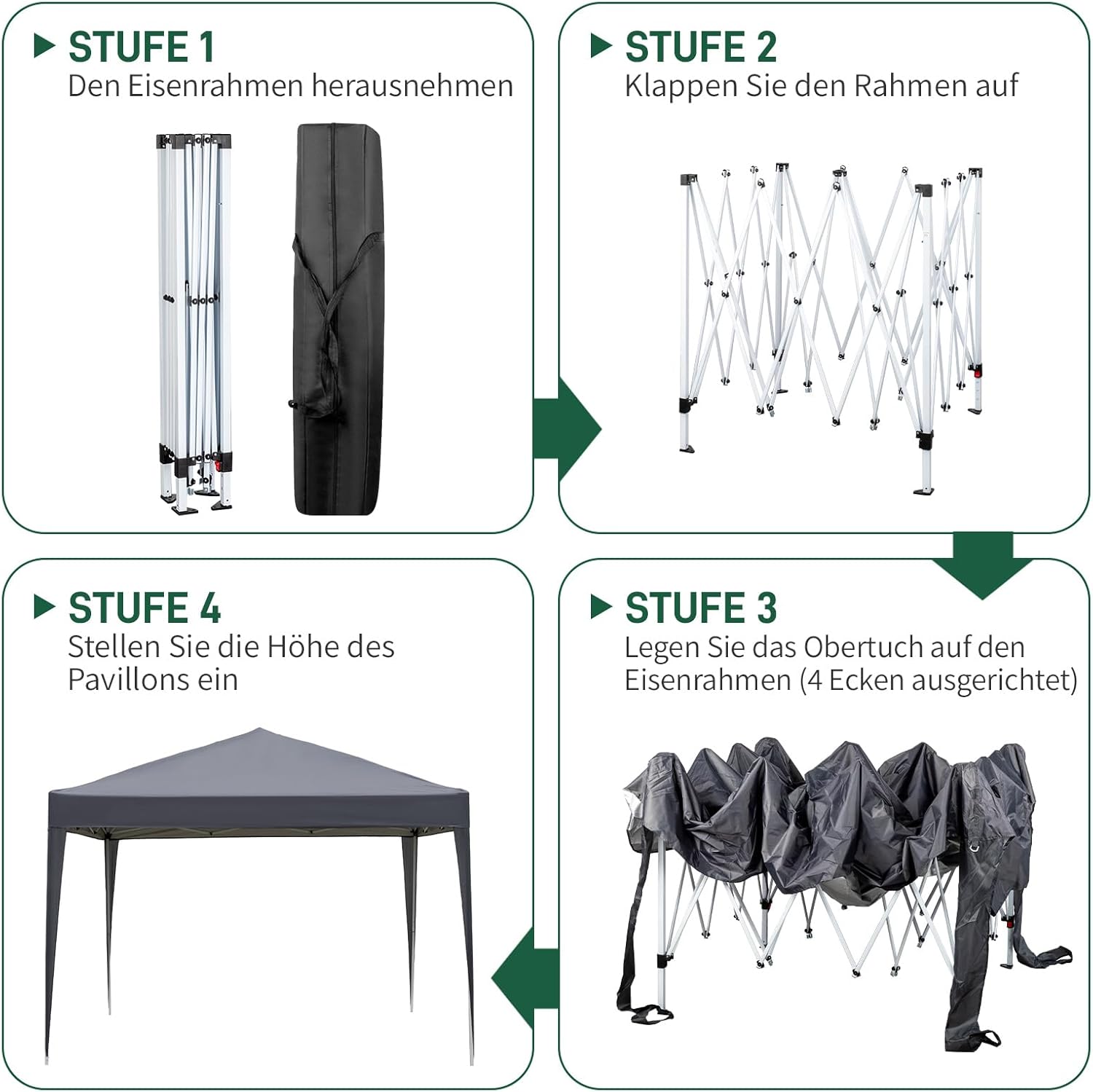 LEADZM - tonnelle pliante - 3x3m - imperméable, UV50+, 4 côtés, réglable