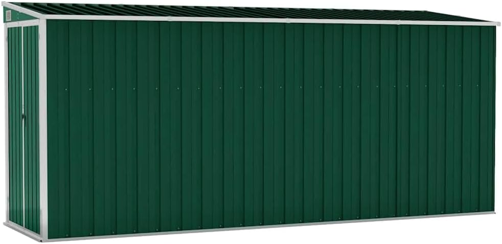 vidaXL Abri de Jardin Mural Abri de Rangement d'Outils Rangement d'Equipement de Jardin Extérieur Vert 118x382x178 cm Acier Galvanisé