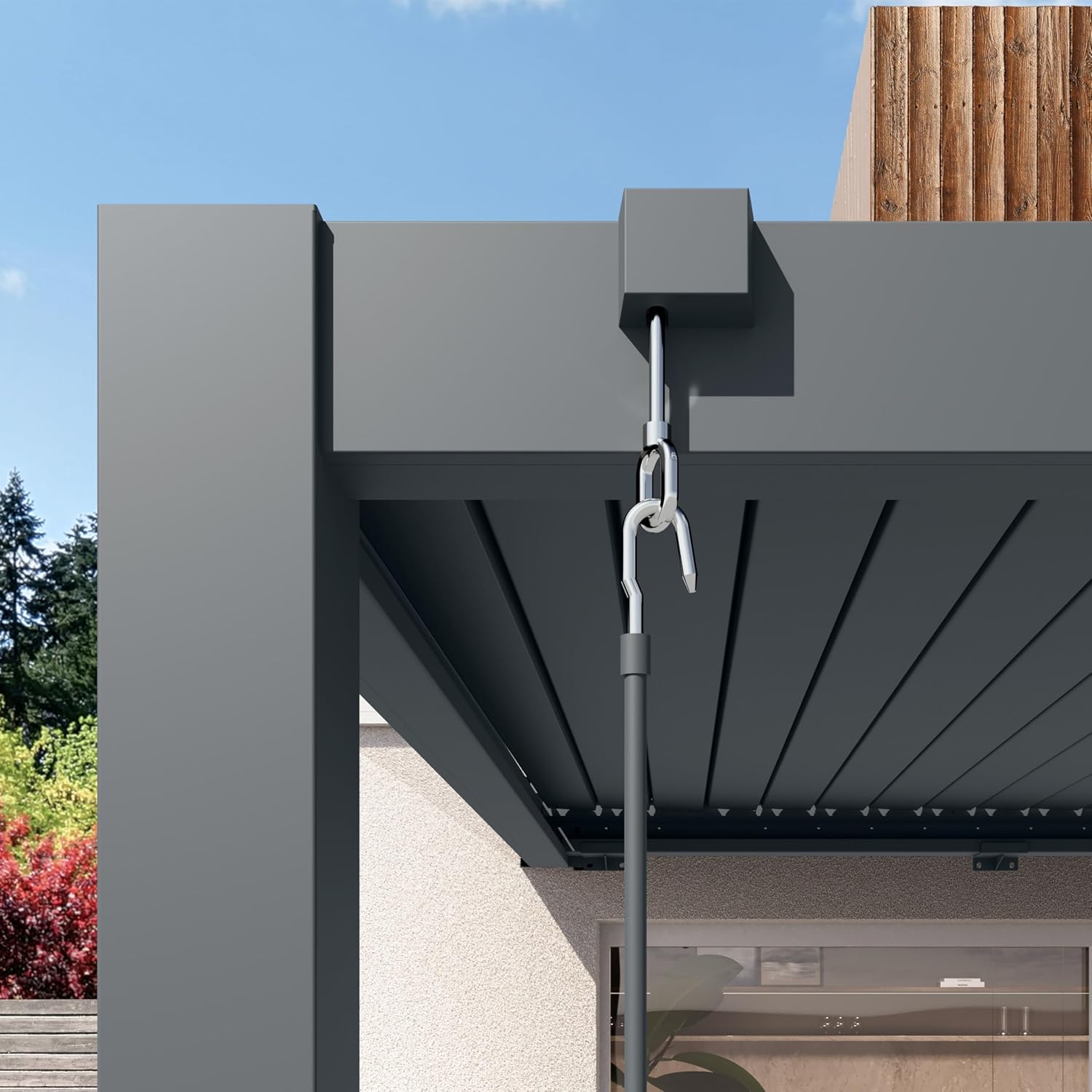 PRIMEYARD - pergola adossée, 3x3 m, aluminium, lames orientables, anthracite