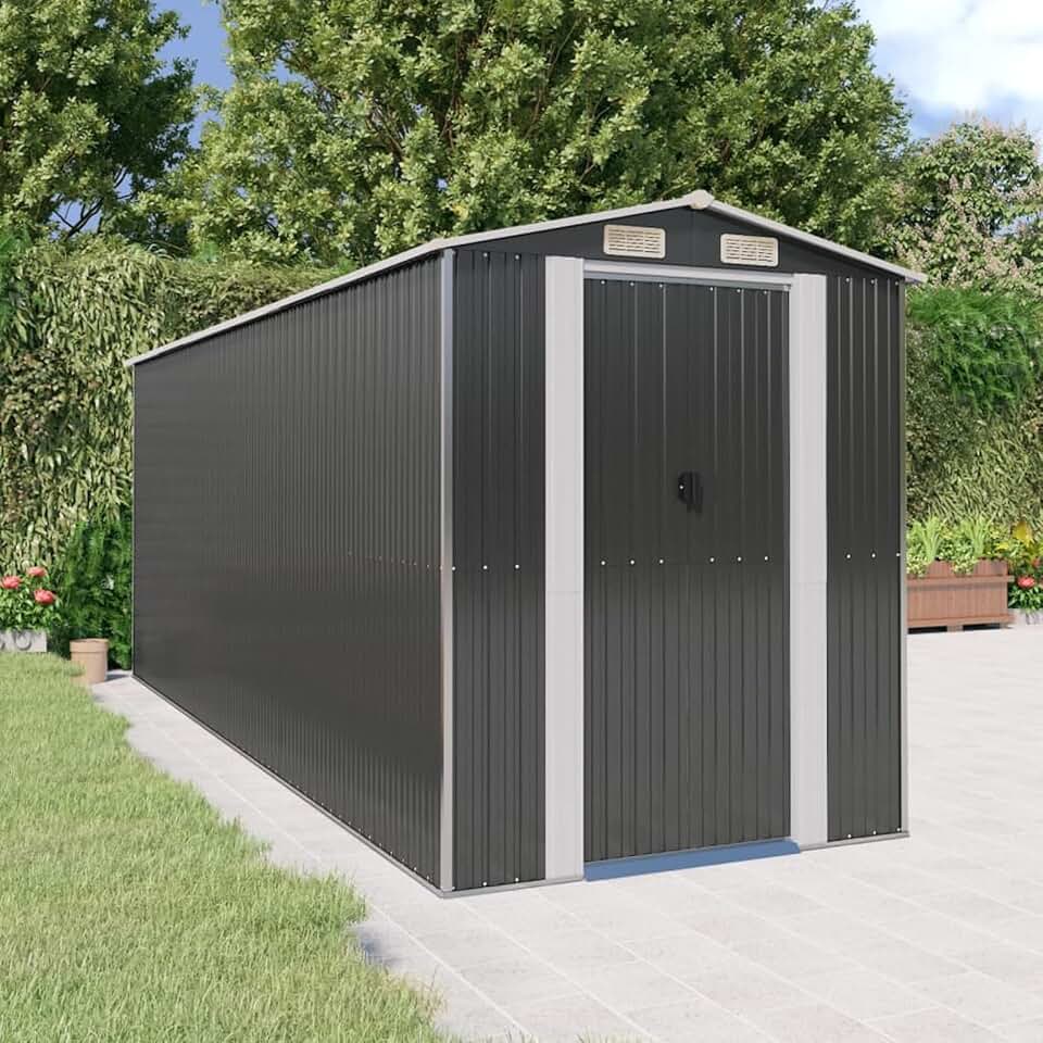 ShGaxin Abri de jardin, abris pour parcelles, abris de jardin, abri de jardin extérieur, maisons préfabriquées, acier galvanisé anthracite 192 x 523 x 223 cm