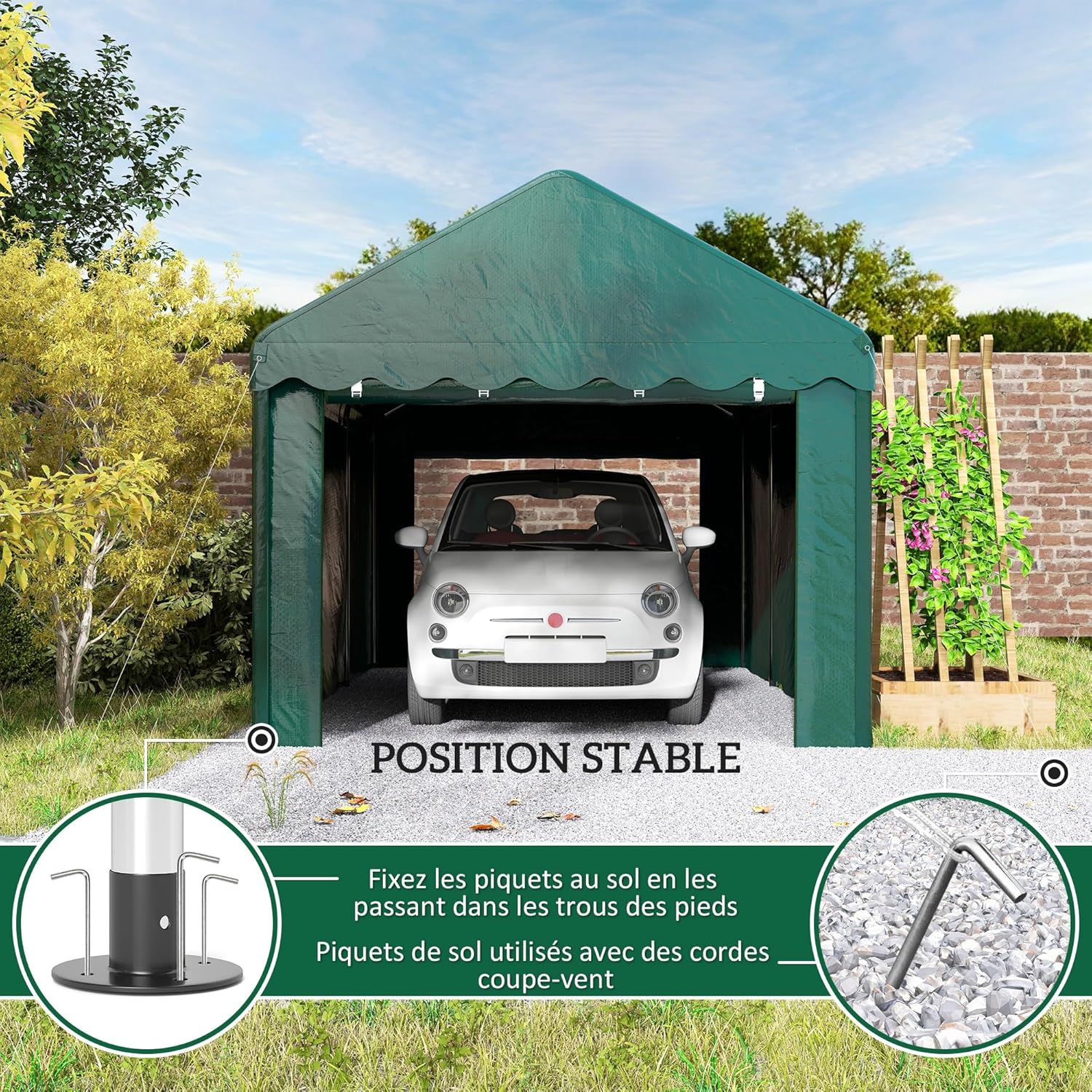 Outsunny - Carport Tente série PE - 3x6m - abri voiture UV étanche