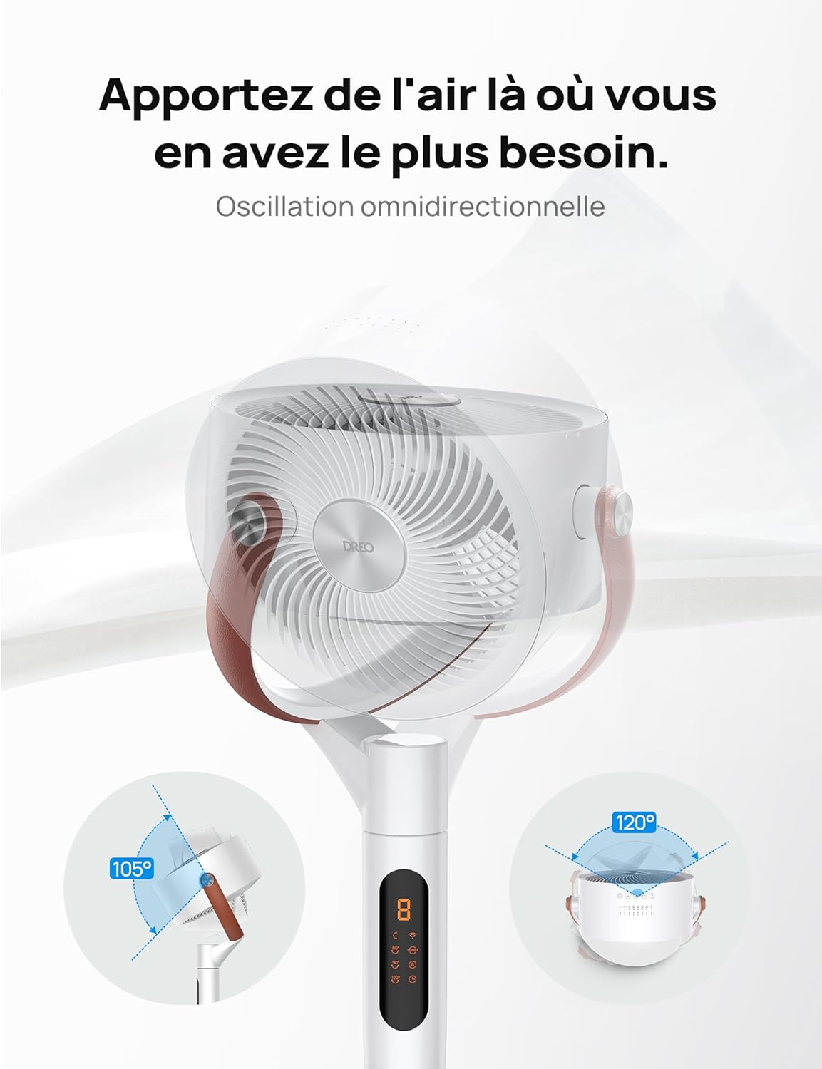 DREO - PolyFan 513S - 110cm - silencieux, 30m portée, 8 vitesses