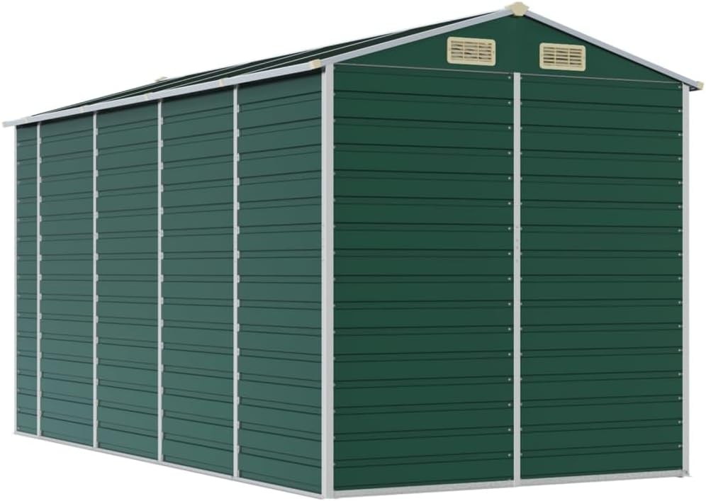 vidaXL Abri de Jardin Vert 191x385x198 cm Acier galvanisé
