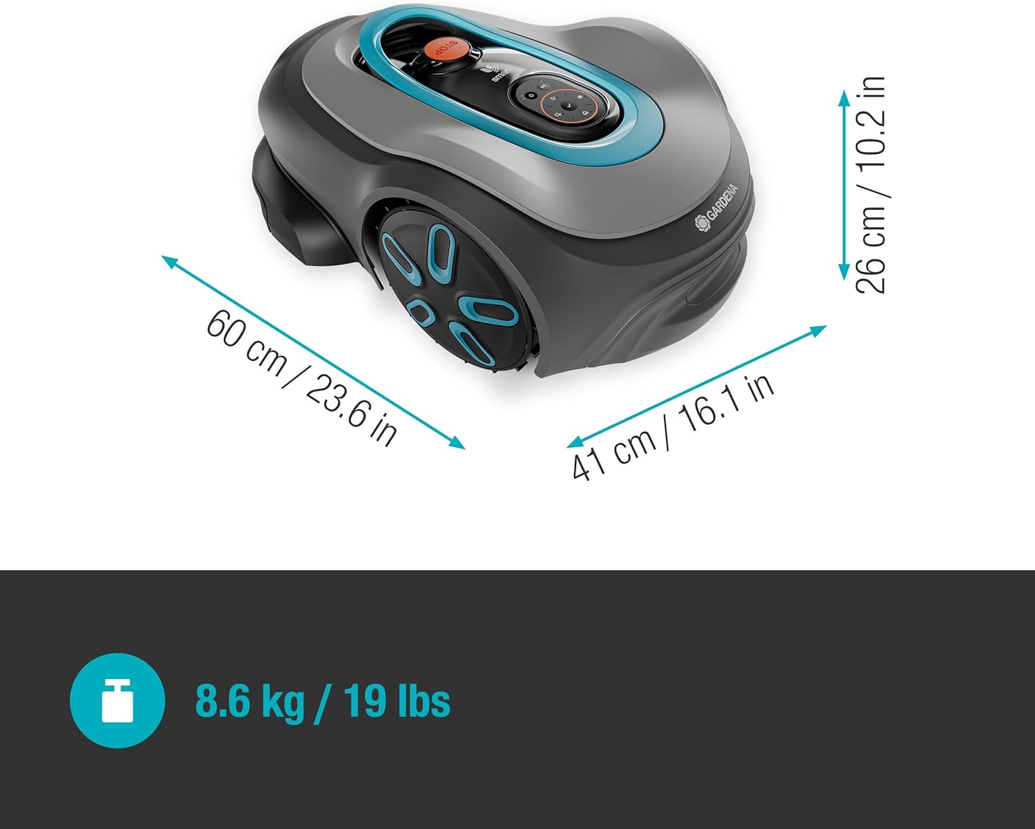 Gardena – smart SILENO pro série – 600 m² – LONA, Trim-to-Edge, DuoConnect, silencieux – 19802-26