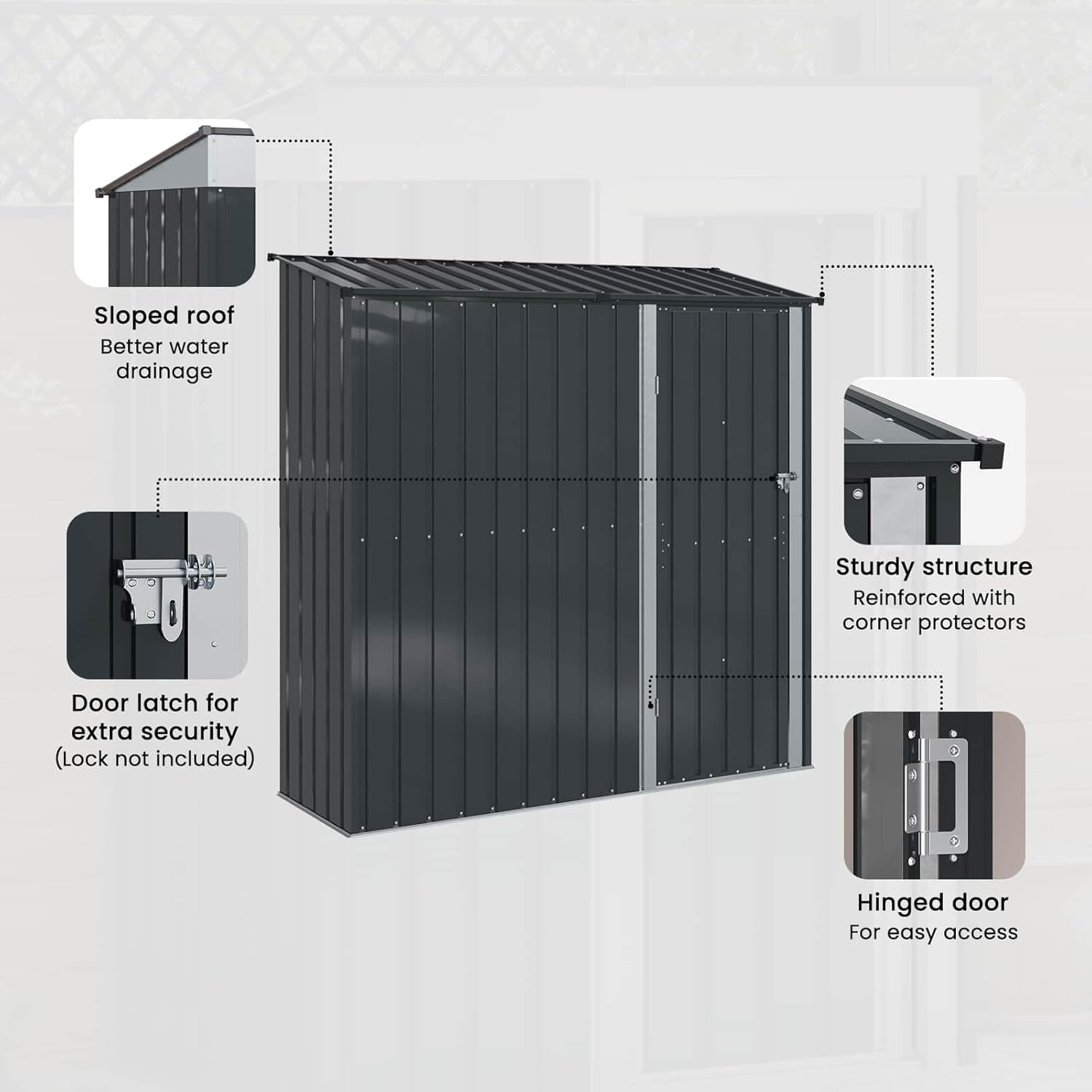 vidaXL - Cabanon anthracite - 203x85,5x200 cm - métal, résistant, moderne