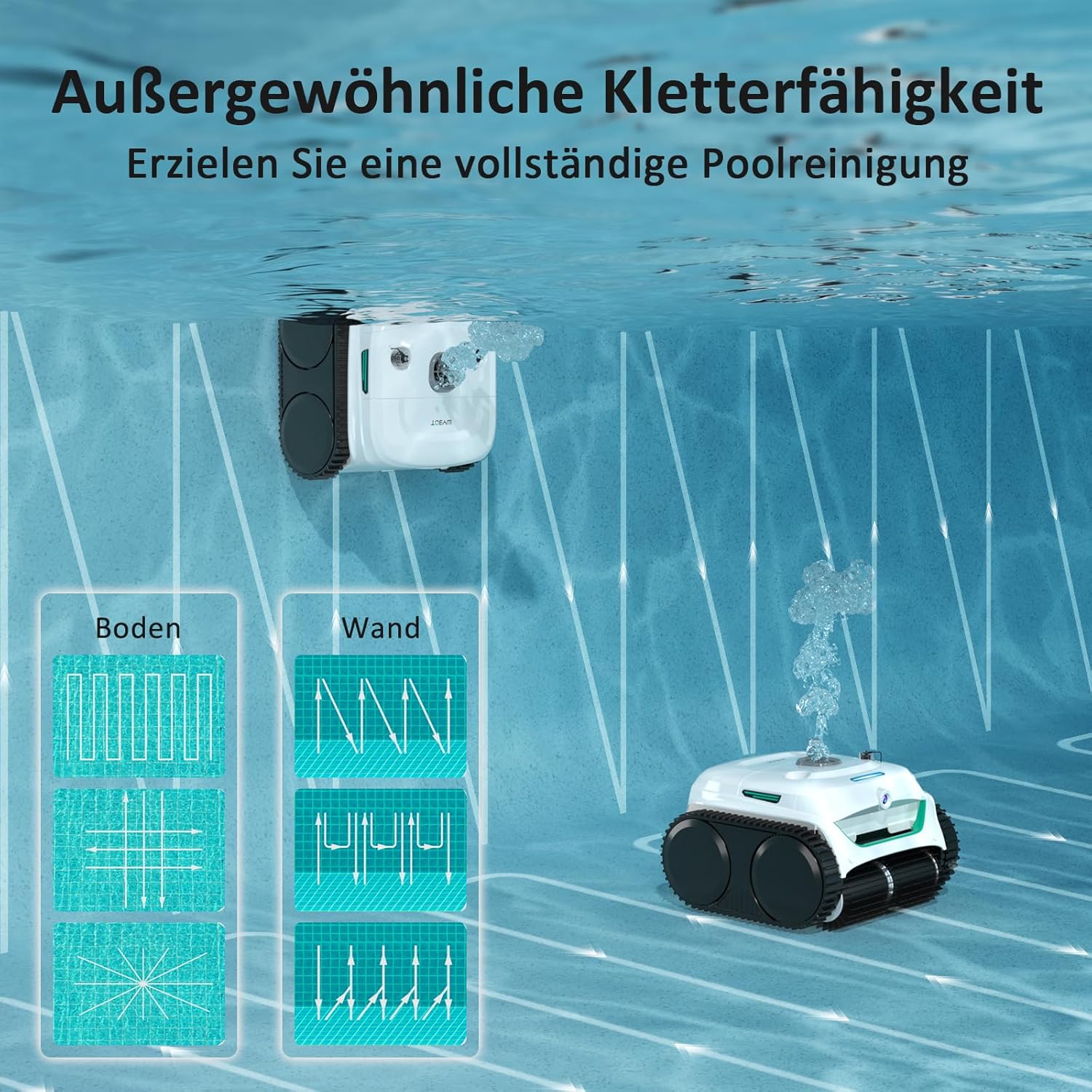 WYBOT - C2 Vision AI - jusqu’à 180㎡ - robot piscine sans fil, sol & mur, filtration double, batterie puissante
