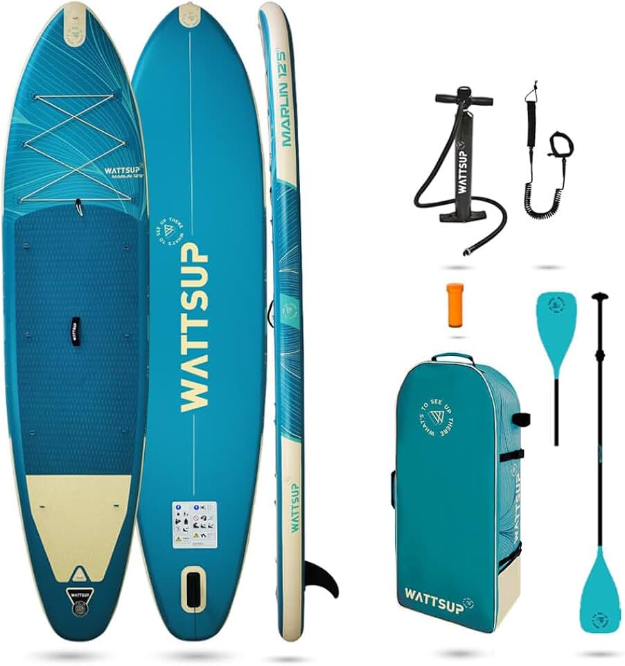 Wattsup - Sup Stand Up Paddle Gonflable - Gamme Essentials - Dropstitch - Pack Complet : Pagaie 2in1 Leash Pompe Sac de Transport
