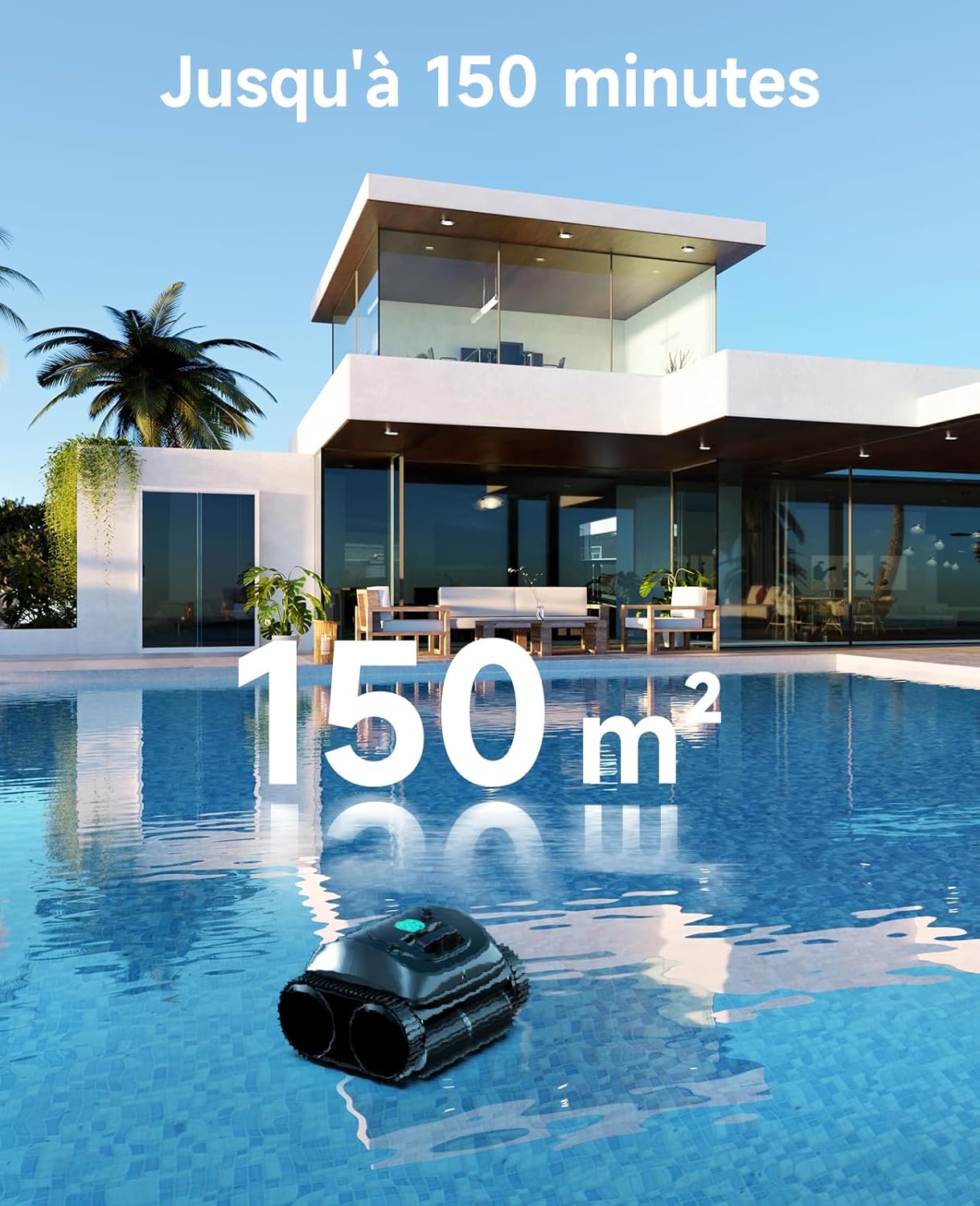 WYBOT C1 Robot Piscine Fond et Parois 150 Min Aspirateur Piscine avec Planification Intelligente des itinéraires, Nettoyage entièrement Automatique du Sol, 150m² Nettoyage Rapide(Vert Noir) Certifié ClimatePartner