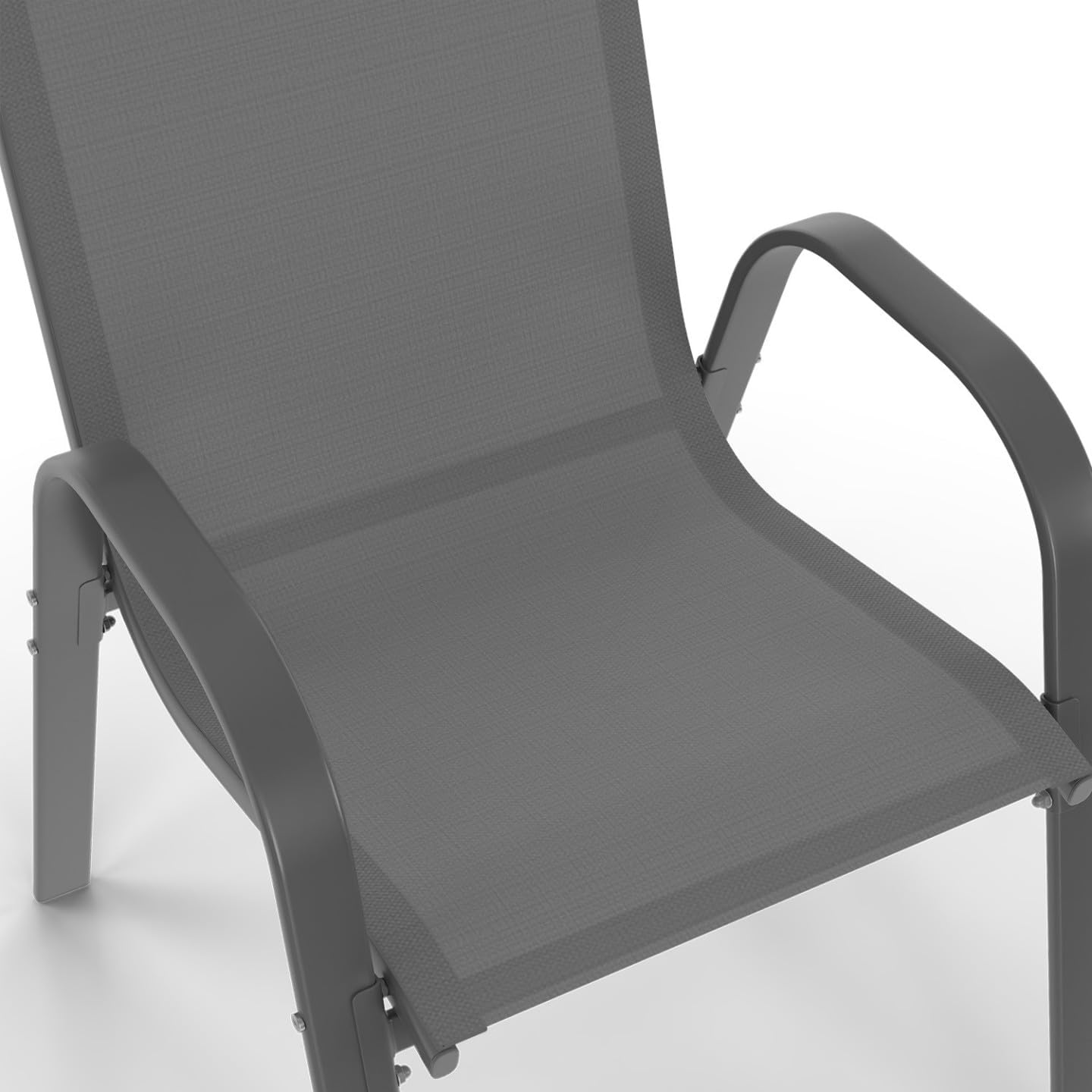 IDMarket - Madrid salon de jardin 190 cm, 8 chaises empilables, gris anthracite