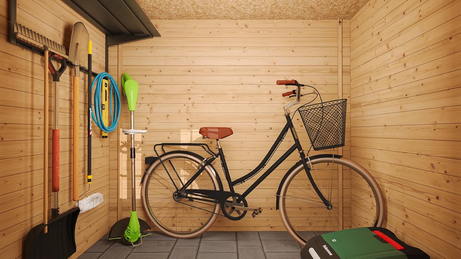 TIMBELA - Abri de jardin M310 C - 239x142x200cm - bois, 2.63m², rangement vélos