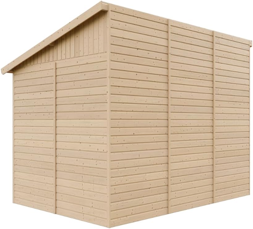 Abri de jardin bois naturel, paroi latérale, fenêtres, 6m², 244x218x318cm, TIMBELA M339A