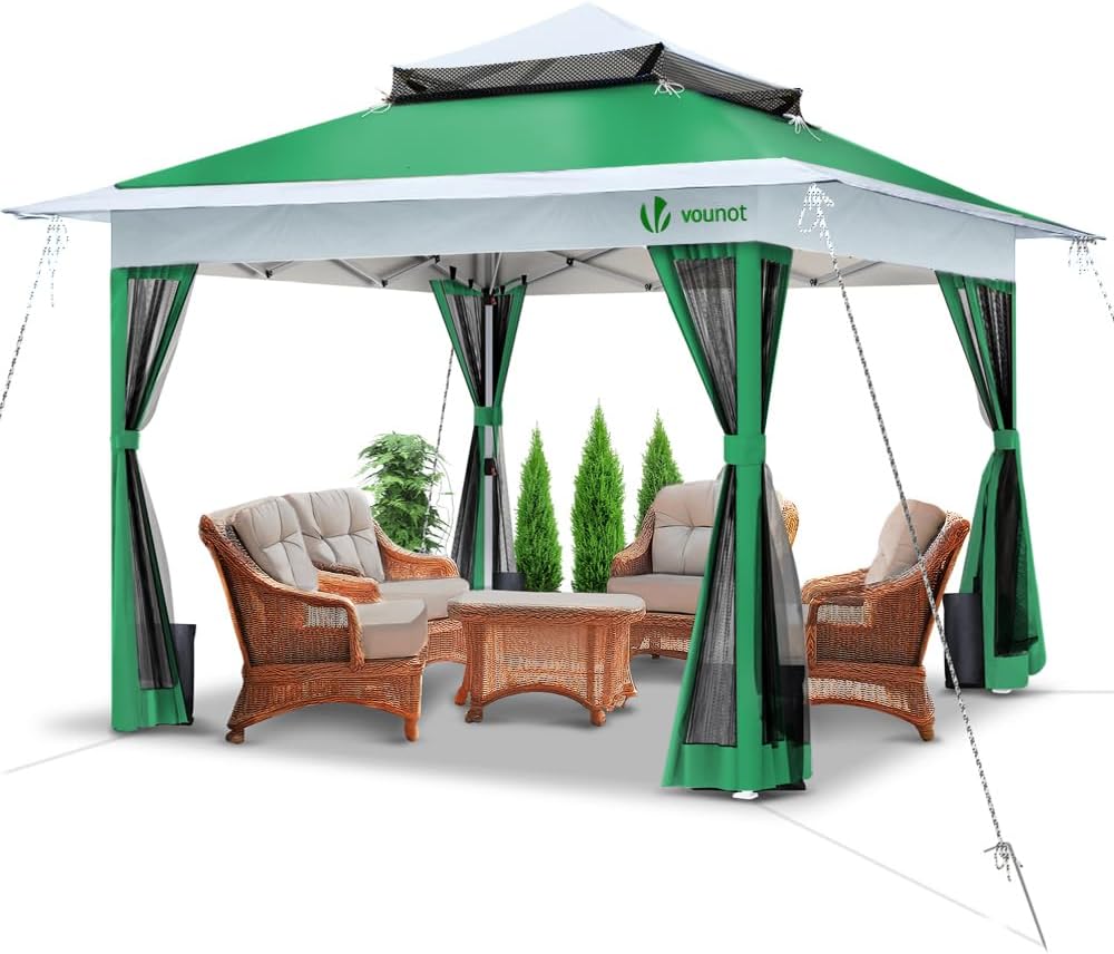 VOUNOT - Tonnelle Jardin Extérieur 3.6x3.6m acier moustiquaire belvédère