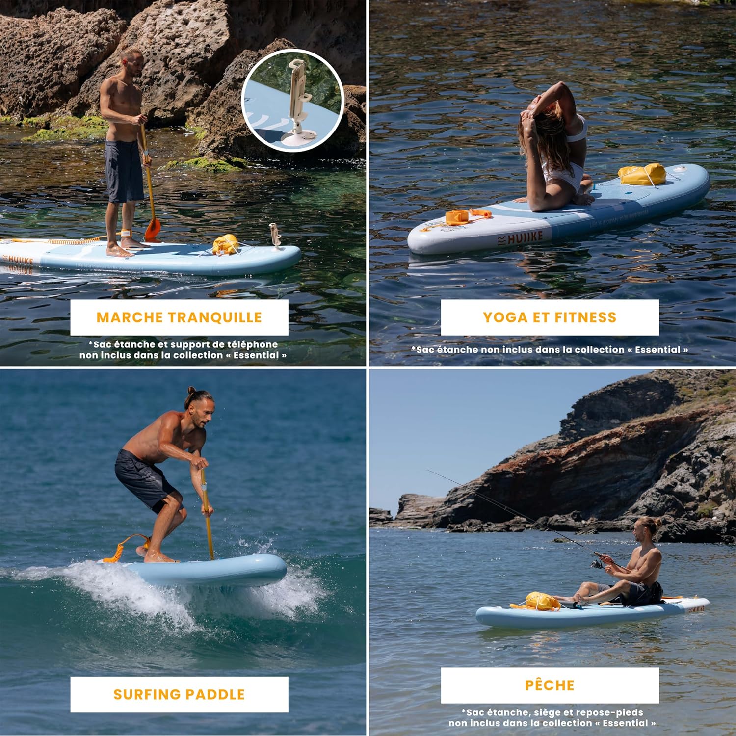 HUIIKE - paddle gonflable adulte - 305x84x15 cm - stable, résistant, 130 kg
