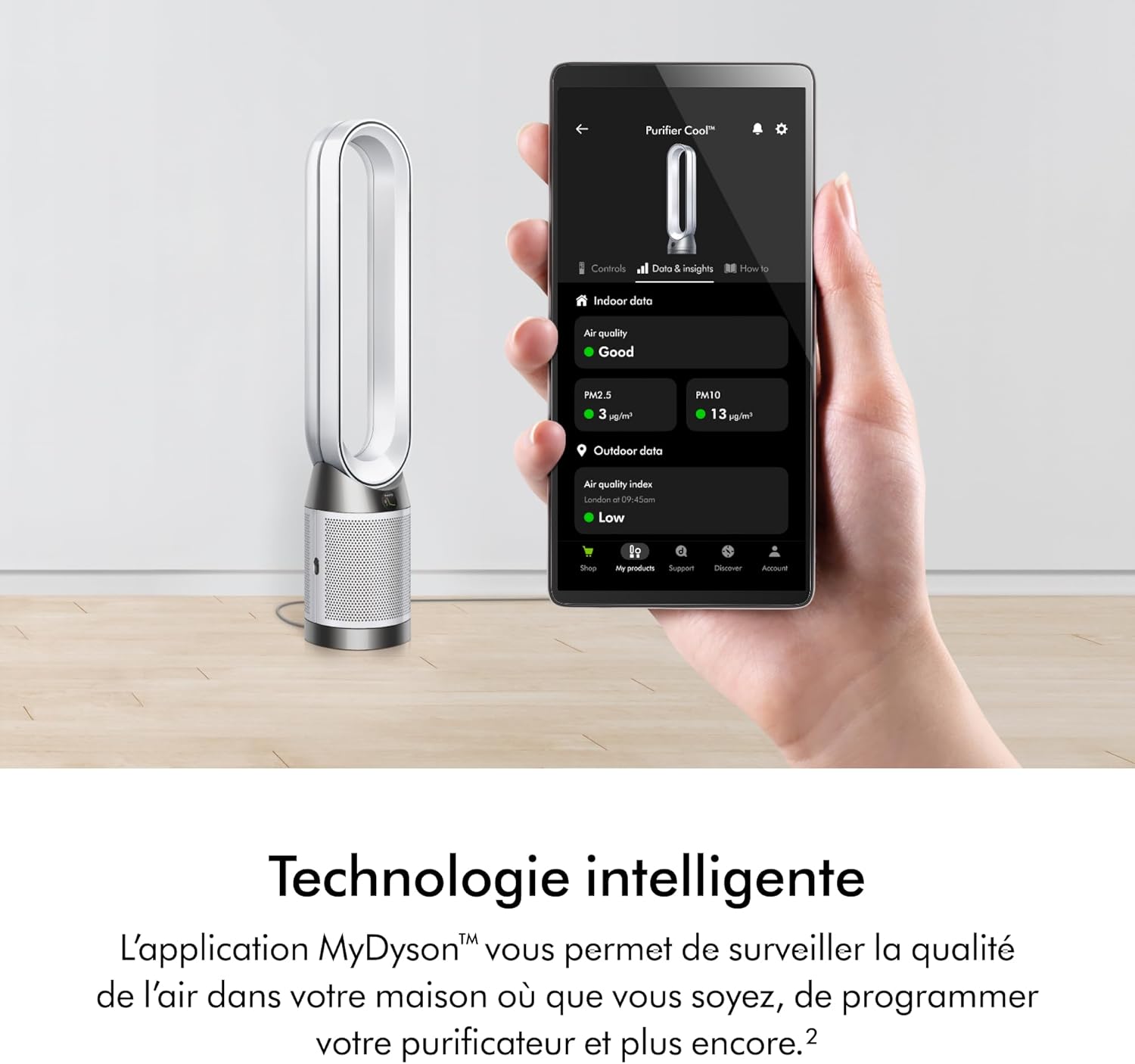 Dyson - Purifier Cool PC1 - ventilateur 2-en-1, flux puissant, blanc/argent - PC1