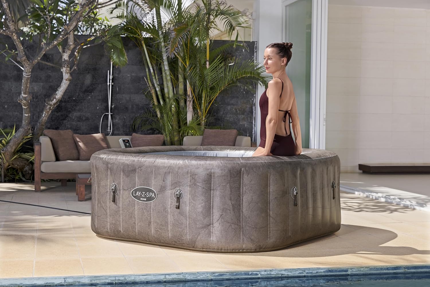 Bestway - Rome MaxHold EnergySense UltraFit - 180x180x71cm - spa carré 6 places, effet marbre, AirJet SP018