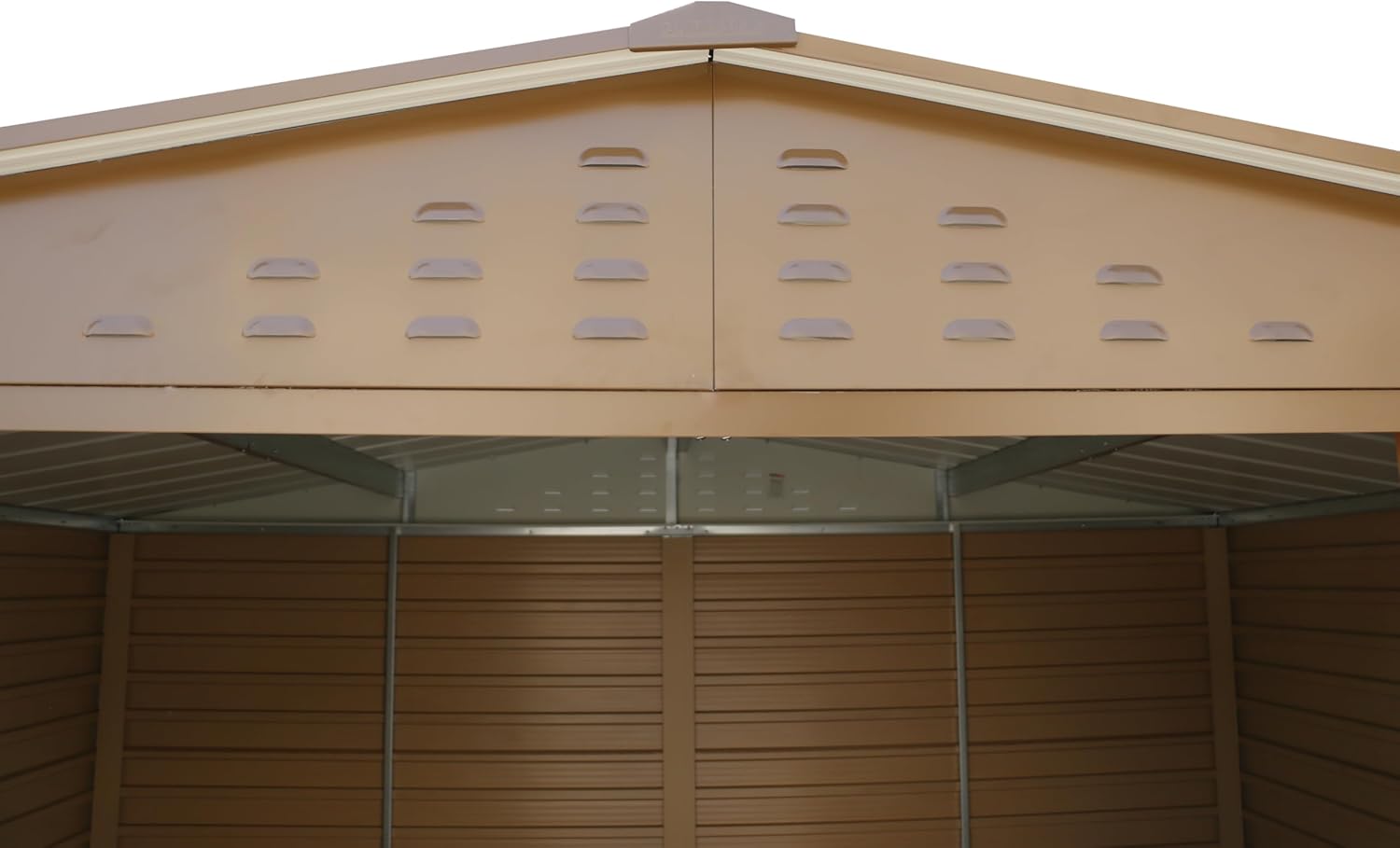 Duramax Alpine 10 x 8 (7,82 m²) Abri de Jardin en métal avec Base, Acier galvanisé à Chaud, Structure de Toit renforcée, Abri de Jardin sans Entretien et résistant aux intempéries, Grain de Bois