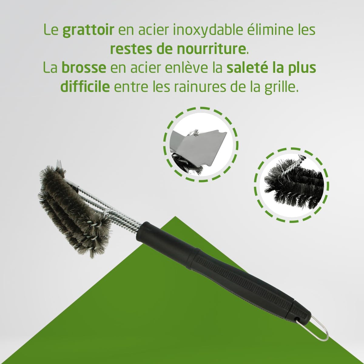 Amig - Fireplus 2 en 1 - 45,7 cm - Brosse inox et grattoir BBQ