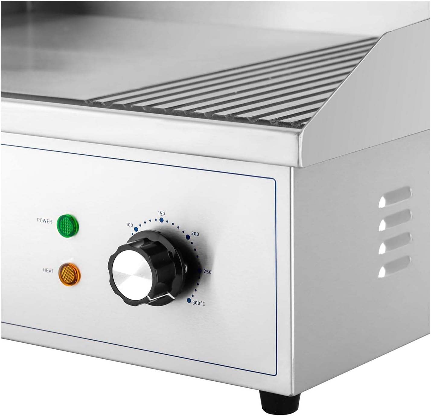 Royal Catering - Plancha électrique professionnelle - 548x350 mm - 3000 W, plaque lisse et rainurée - RCPG42-M