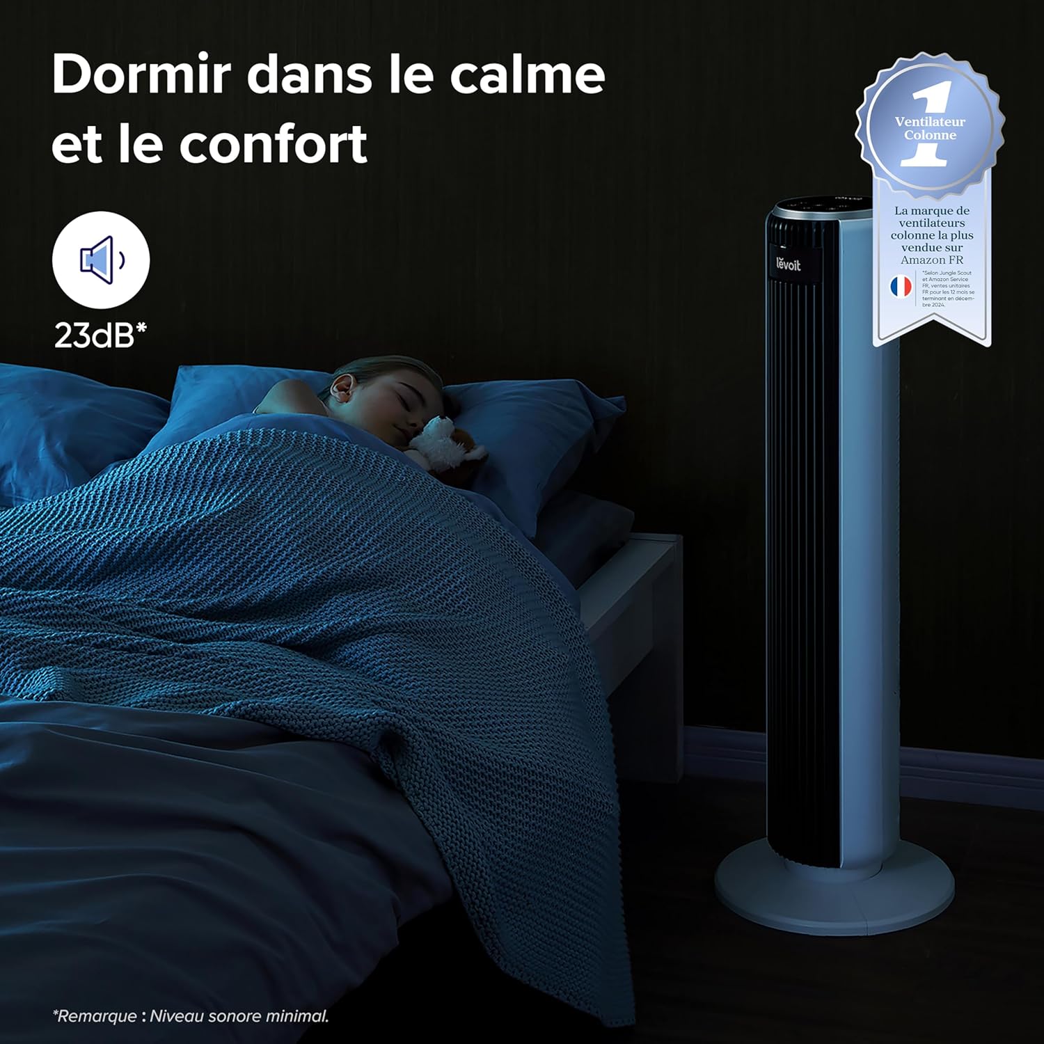 LEVOIT - ventilateur colonne série silencieuse 92cm - 5 vitesses, 4 modes, télécommande, oscillant 90°, 33W