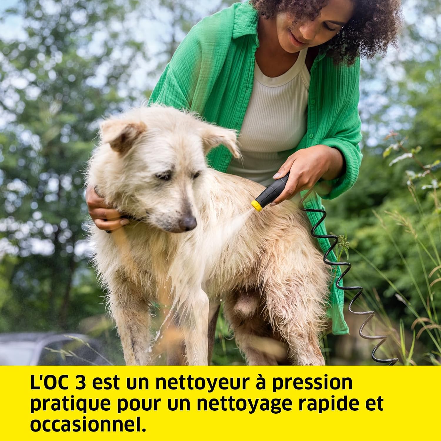 Kärcher Nettoyeur à Pression Mobile OC 3 + Kit Animaux, Débit : 2 L/h, Réservoir : 4L, Tuyau : 2,8 m, Buse à Jet Plat, Buse Conique, Brosse Pet, Serviette pour Animaux Domestiques, Boîte de Rangement