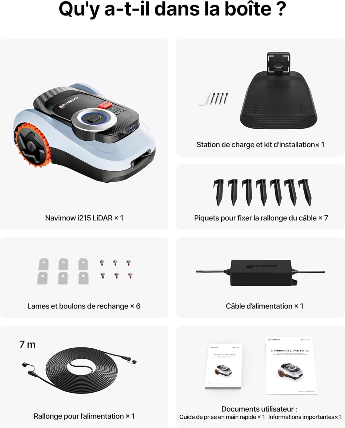 Segway - Navimow i215 - 1500m² - LiDAR, garage, pentes 45%, 4G, I215