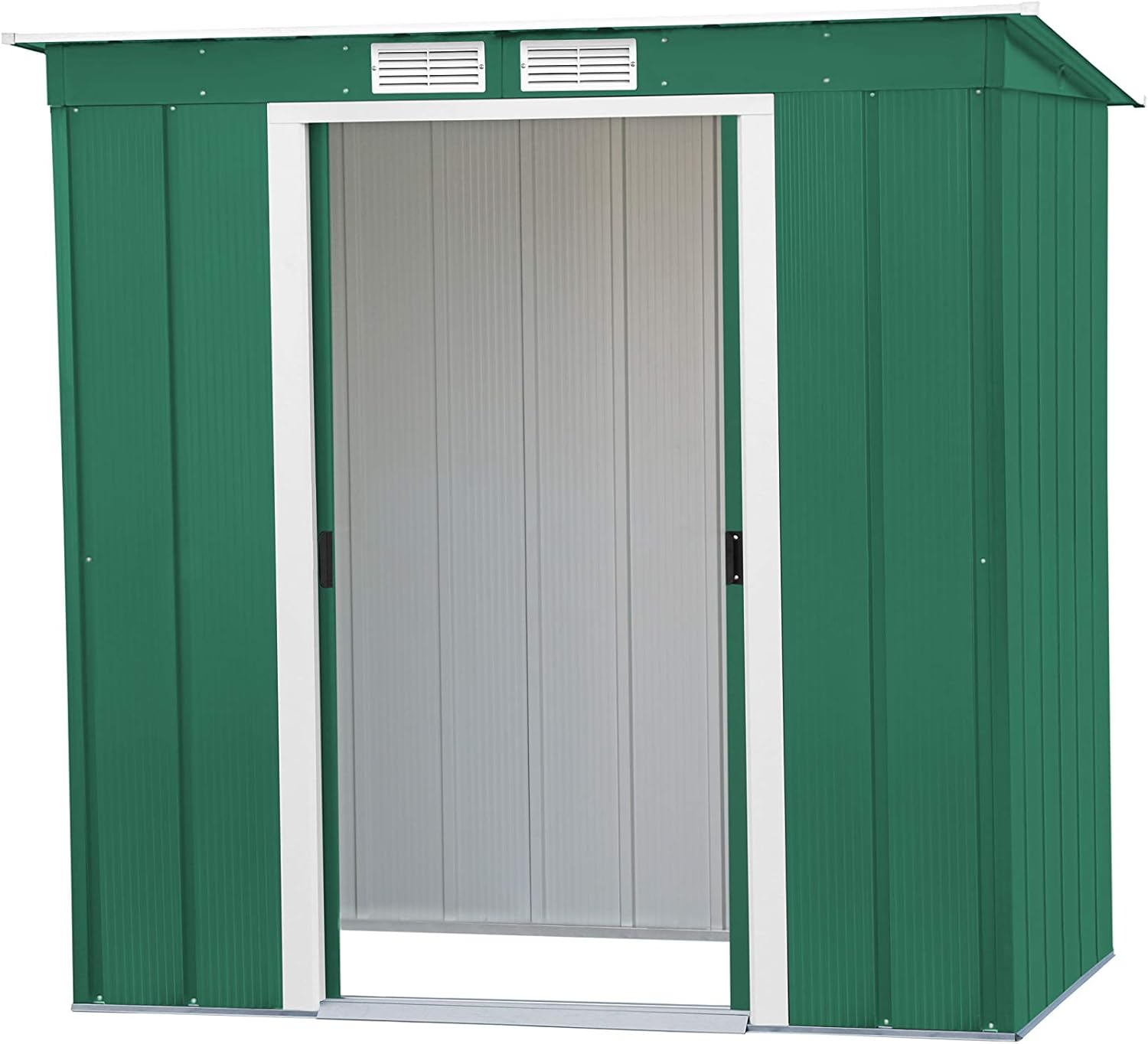 Duramax ECO 6 x 4 (2.17 m²) abri de jardin en métal à toit pentu, Abri de jardin en métal galvanisé à chaud, Abri de stockage d'outils, structure de toit renforcée, vert