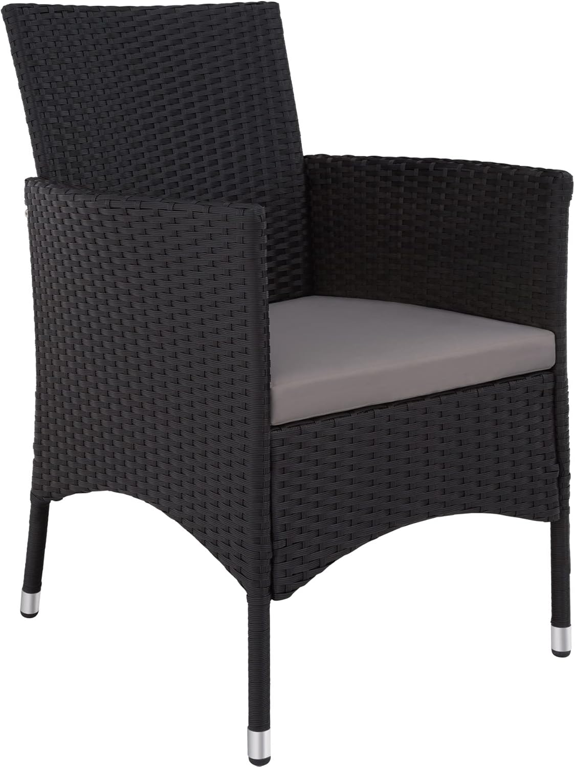 tectake - Salon de jardin 8 fauteuils résine tressée - table, housse, noir/gris