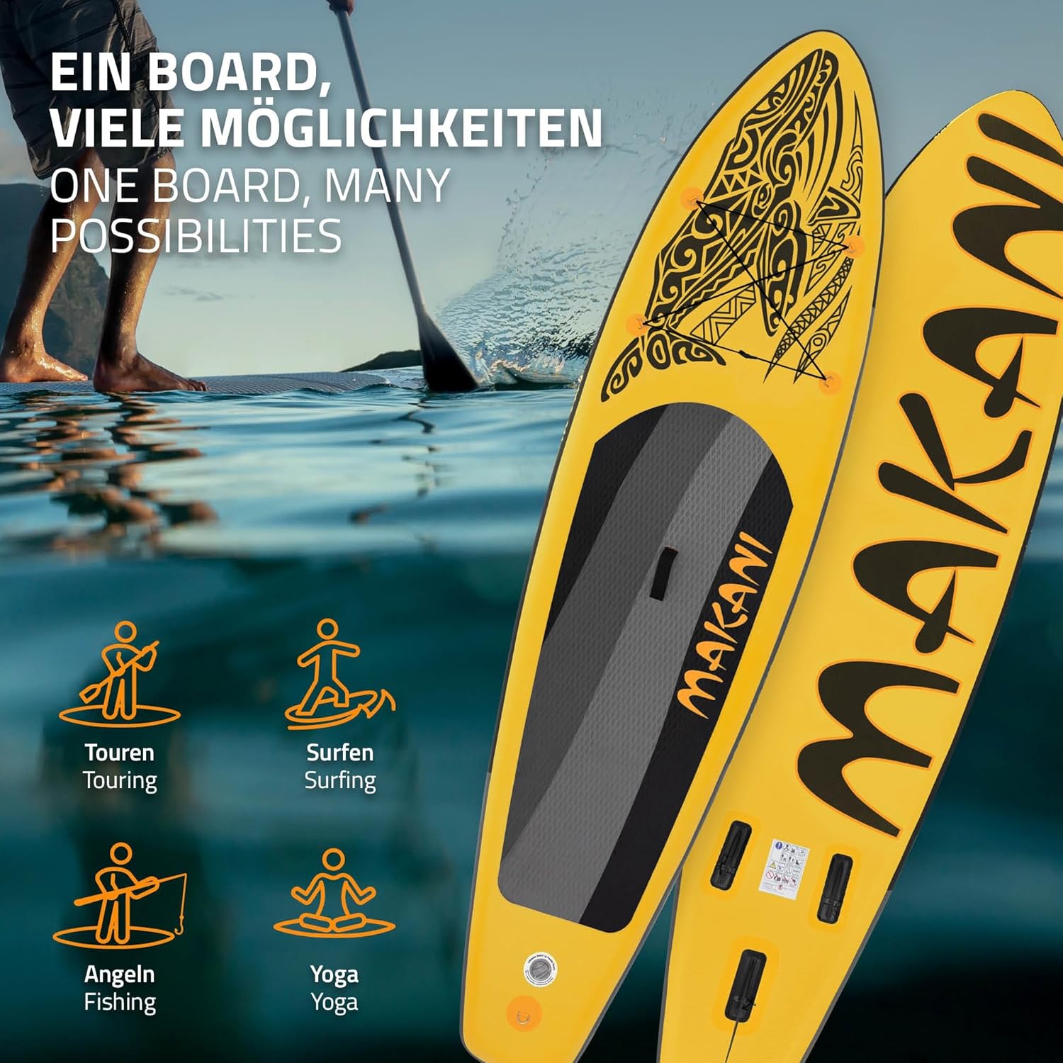 ECD Germany - stand up paddle série gonflable - 305/308/320/380 cm - PVC, 120/150 kg, 10/15 cm épaisseur