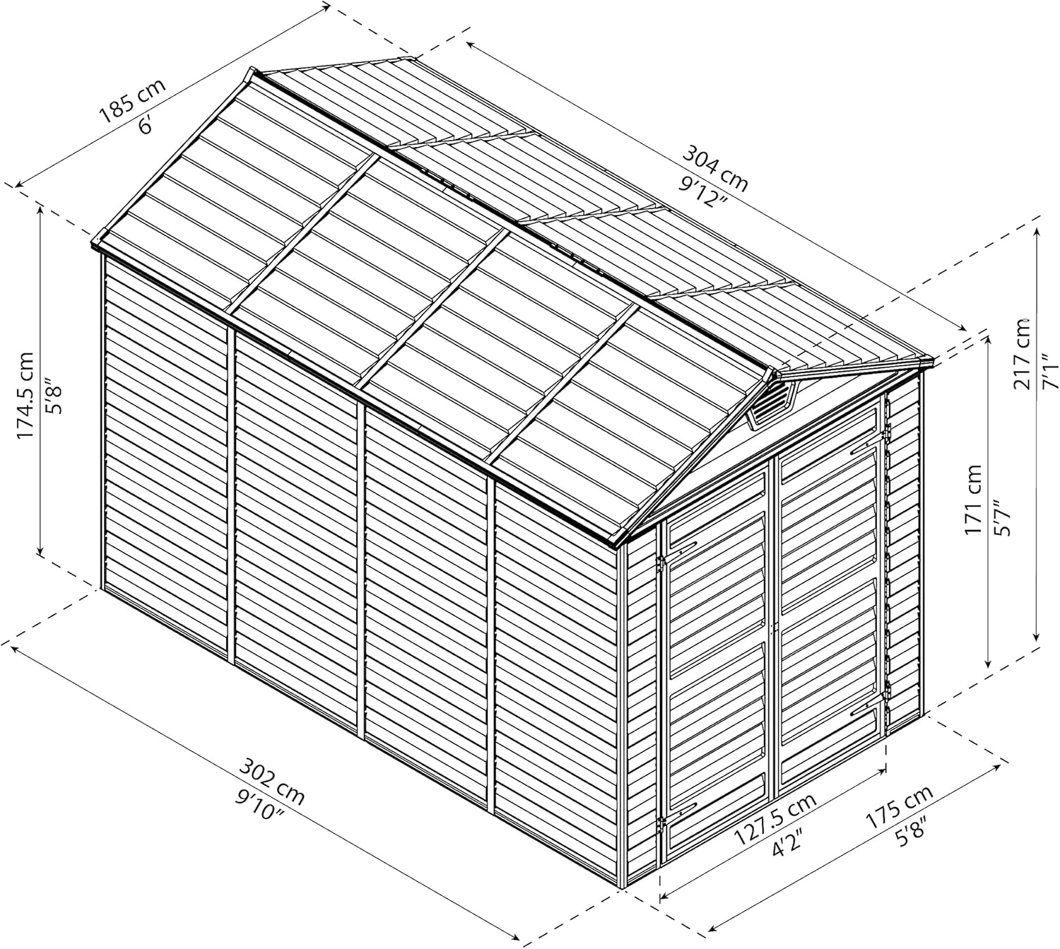Canopia - Skylight - 5.6m² - abri de jardin alu polycarbonate gris