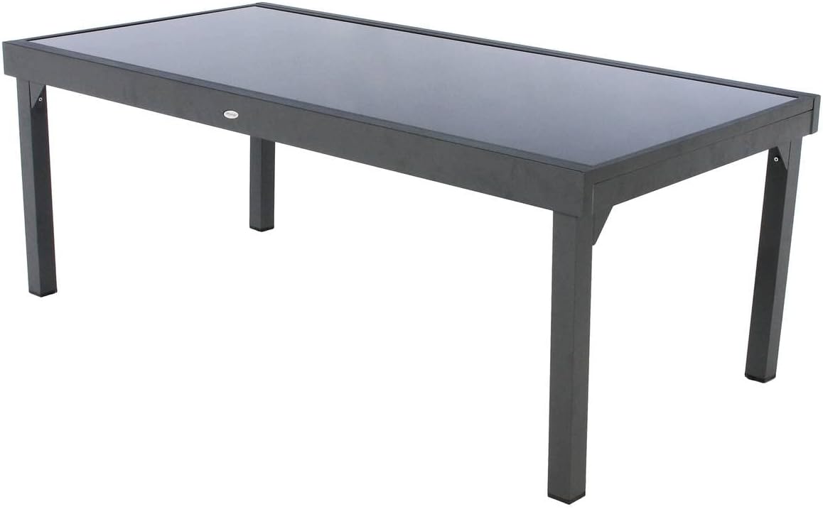 Hespéride - Piazza extensible - 12 places - aluminium/verre renforcé - gris graphite