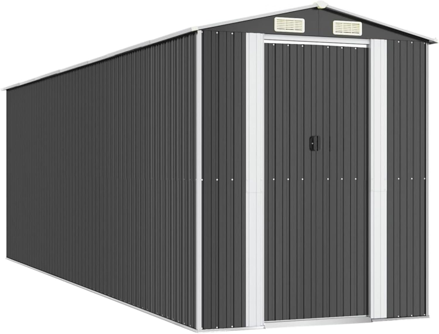 Gecheer Abri de jardin en métal pour extérieur, acier galvanisé, anthracite, 192 x 606 x 223 cm