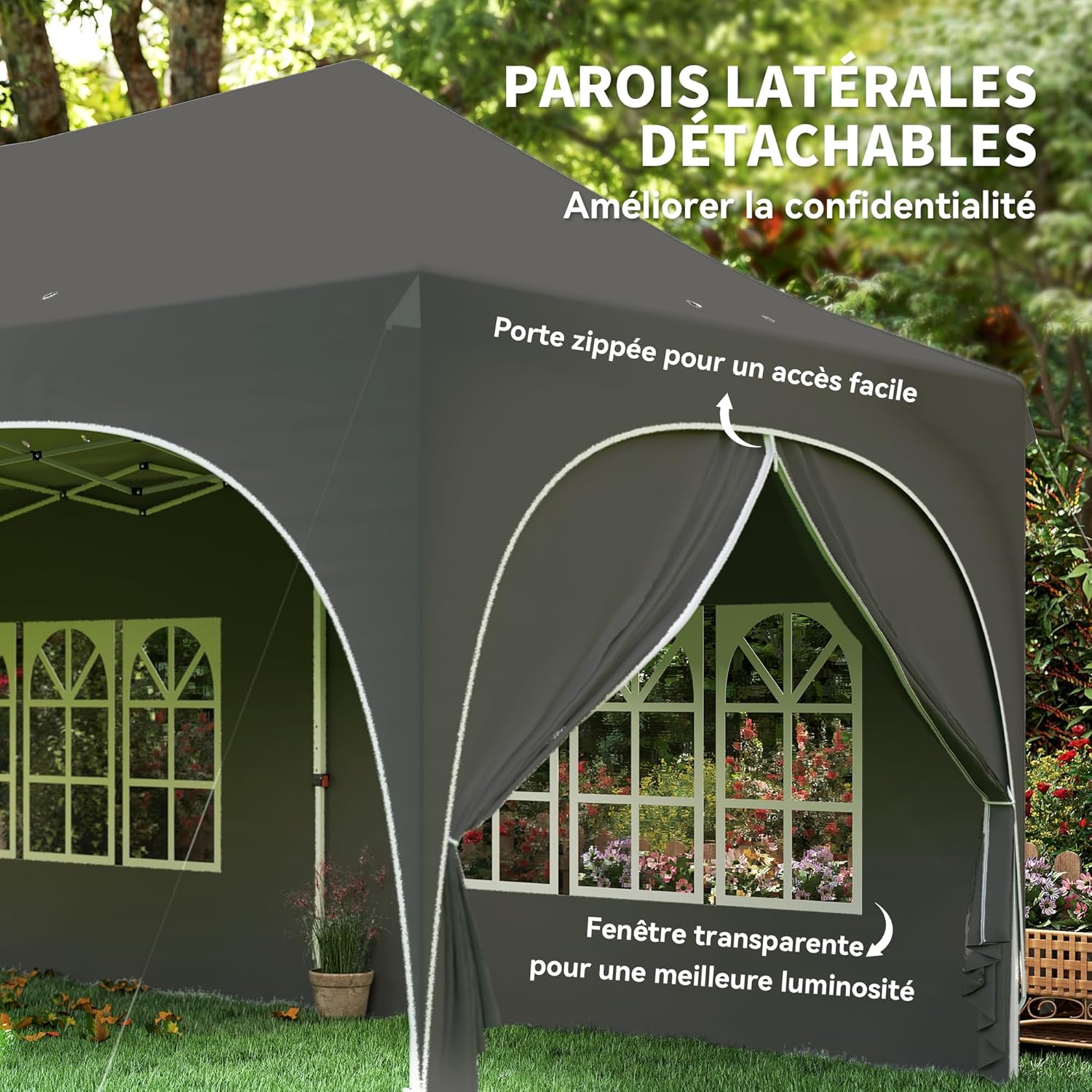 Outsunny - Tonnelle pliante série - 3x6m - imperméable, anti-UV, 6 parois, 6 sacs de sable