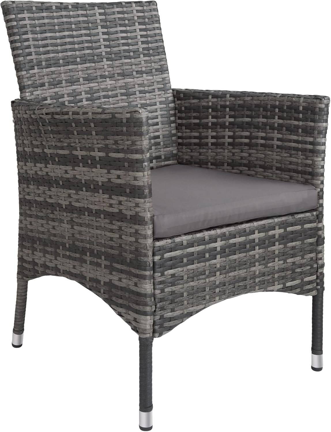 tectake - Salon de Jardin Poly Rotin 8 fauteuils, housse protection, dimensions généreuses, gris tacheté -