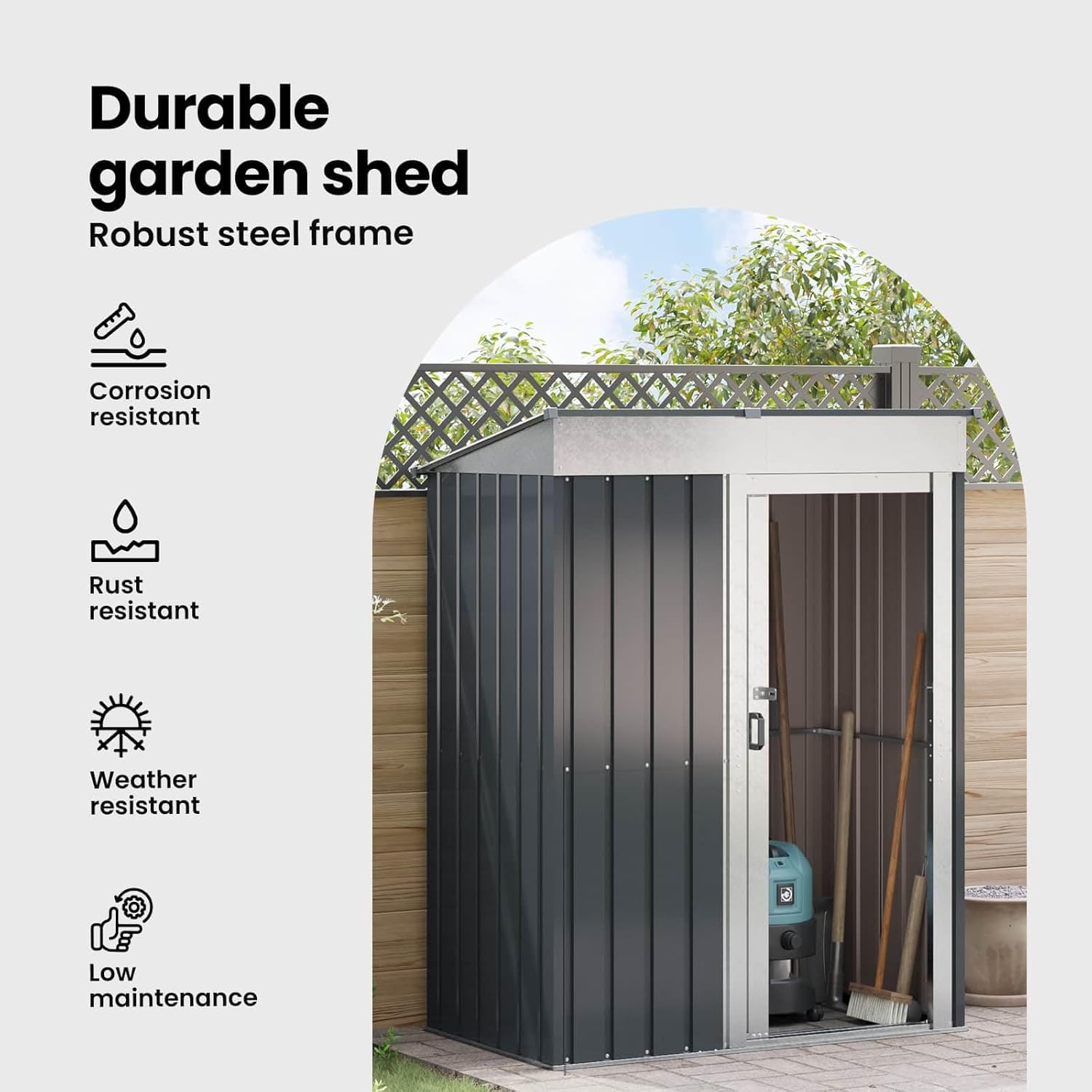 vidaXL - Cabanon de jardin - 137x81x180 cm - abri métal robuste