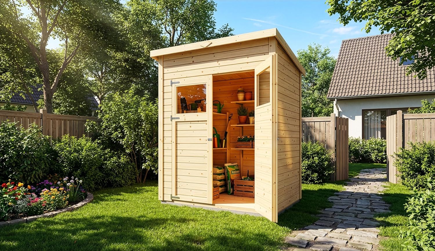Abri de jardin en bois - 2,2 m², toit monopente, jardin