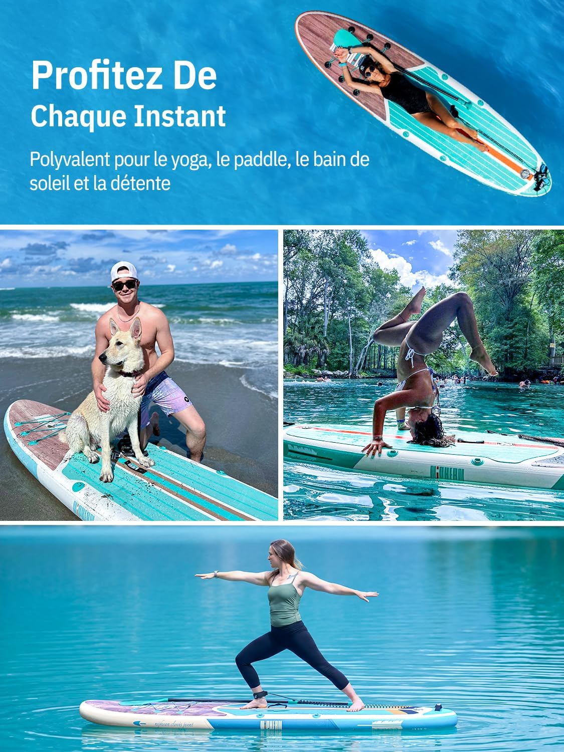 Niphean - Paddle gonflable adulte 320cm, 200kg, siège, pour 2 personnes