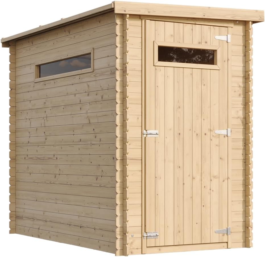 Abri de Jardin en Bois, Petite fenêtre, avec Sol TRAITÉ- Stockage extérieur l239xL144xH198 cm/2.63 m2 - Petit abri à Outils, Local à vélos - Toit imperméable, fenêtres TIMBELA M306A+M306G