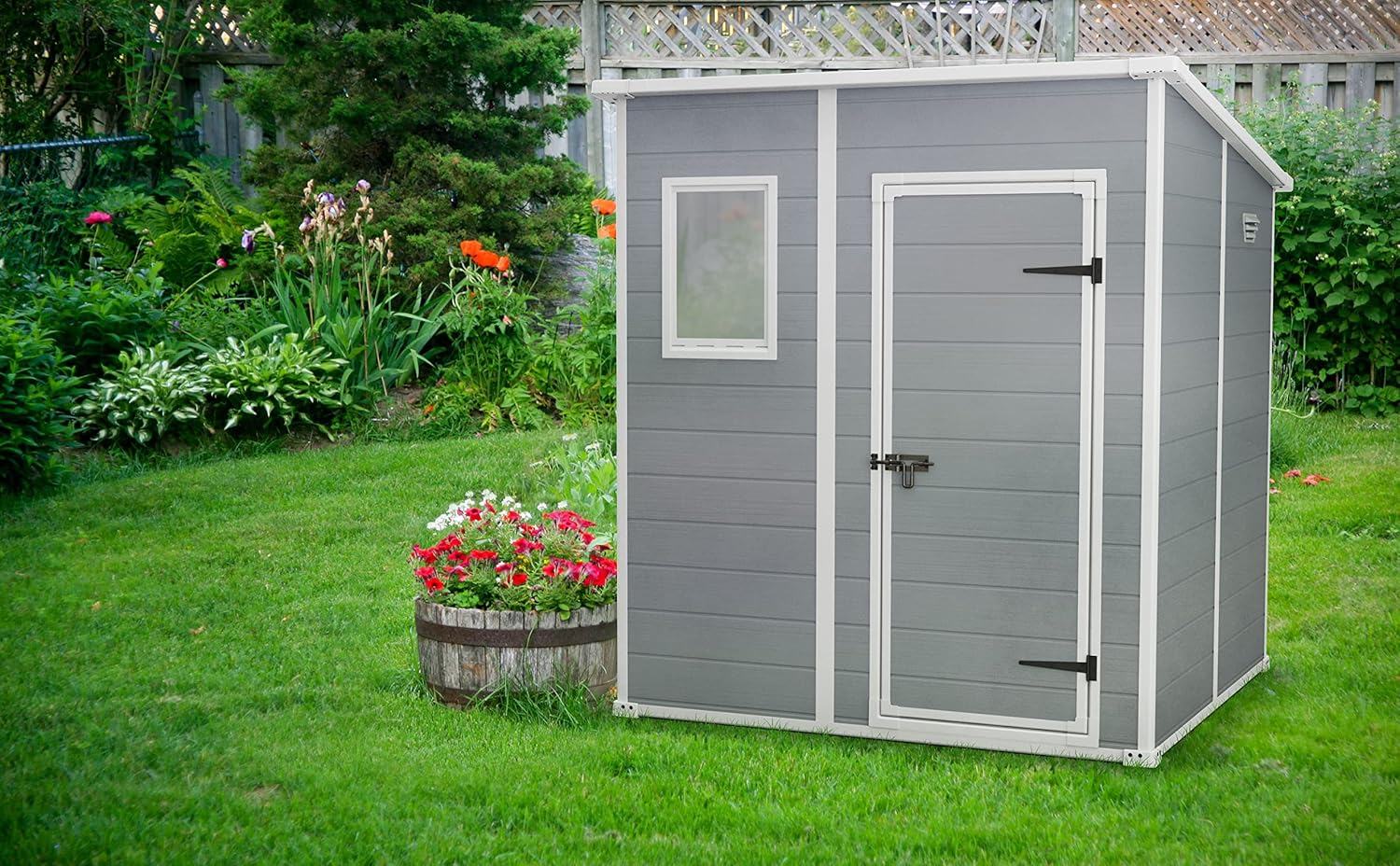 Keter Abri de rangement de jardin Manor Pent, 6 pieds x 6 pieds, gris