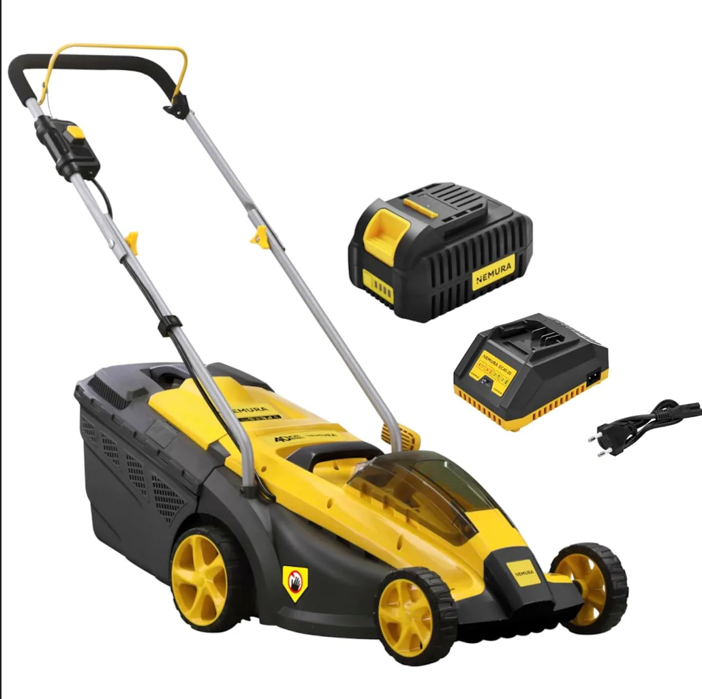 Nemura - Tondeuse Batterie 40V, 37cm, 6 hauteurs, bac 35L, charge rapide