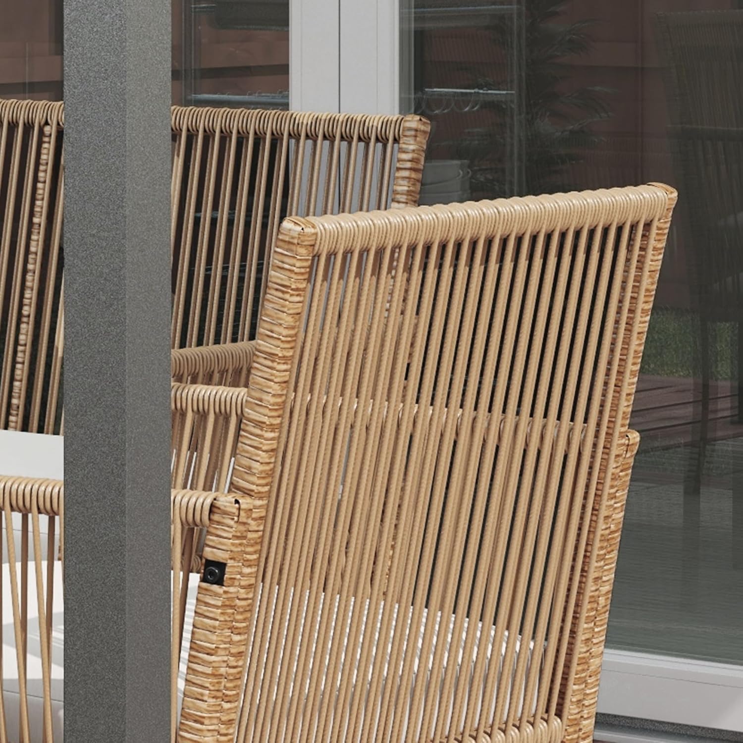 Outsunny - Salon de jardin 4p - métal/résine, coussins beige, table verre