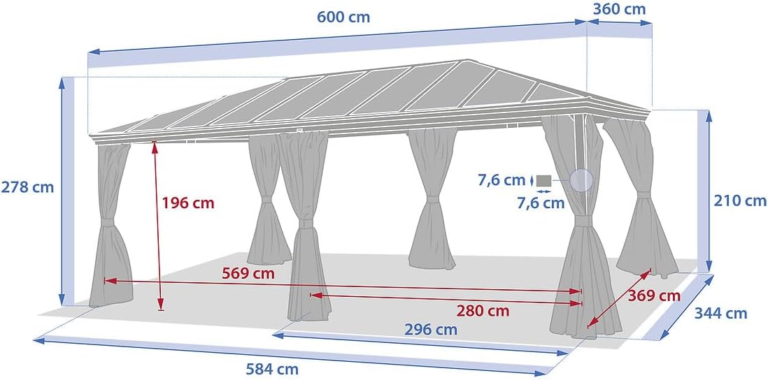 Hespéride - Pergola Belize - 3,6x6m - Aluminium et polycarbonate