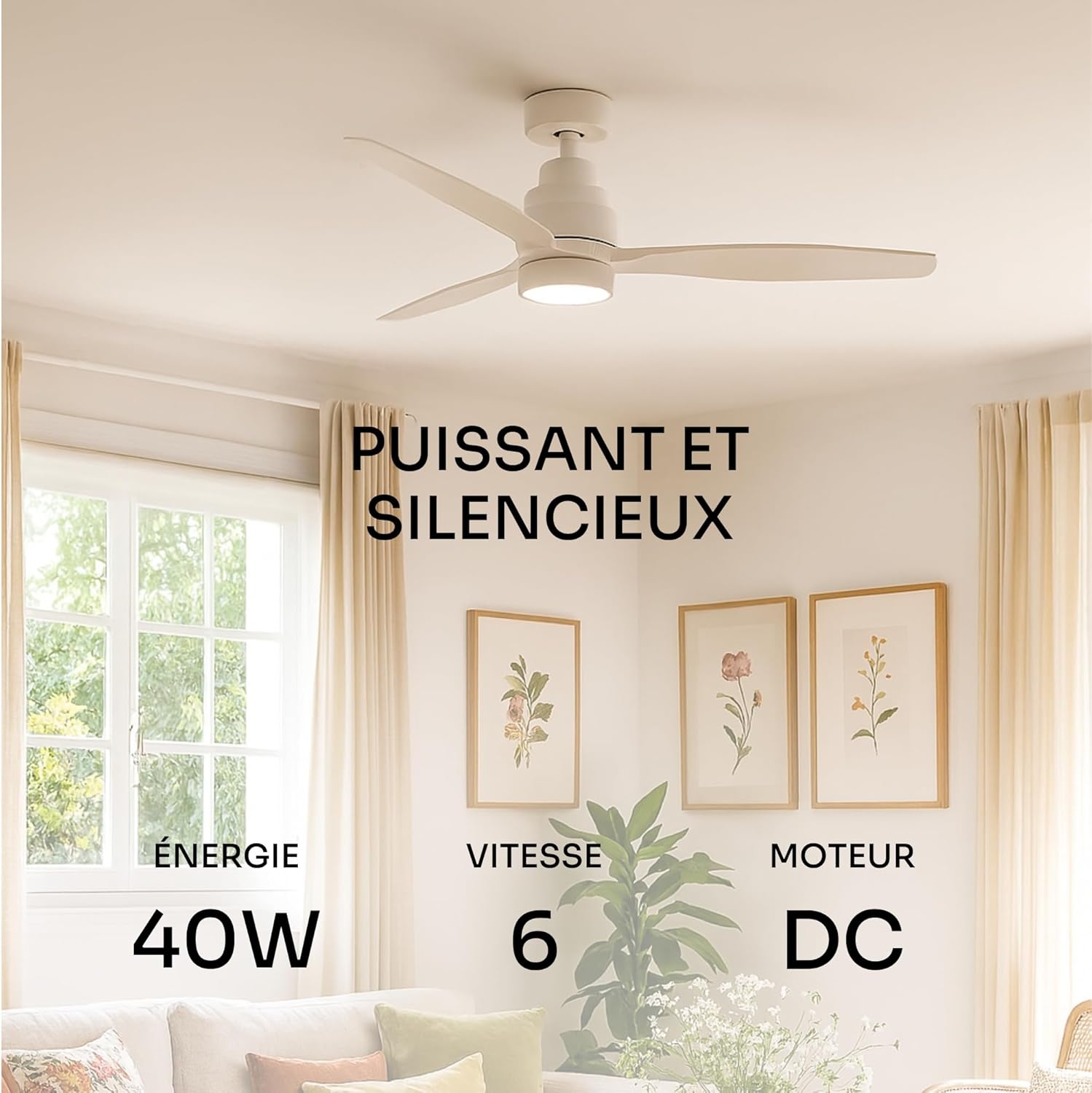 Mellerware - Brizy! Bright - 132cm - 45W, LED, 6 vitesses, ultra silencieux