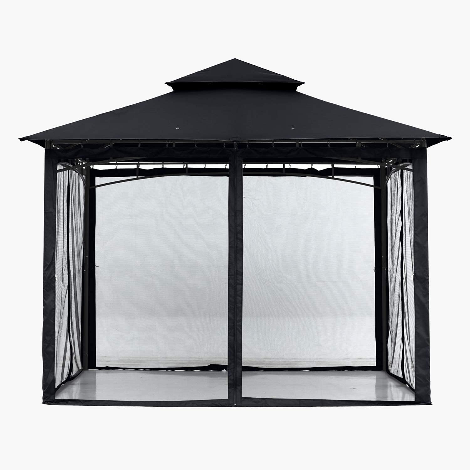 ABCCANOPY - tonnelle double toit 2,5x2,5m, filet ombre/pluie noir
