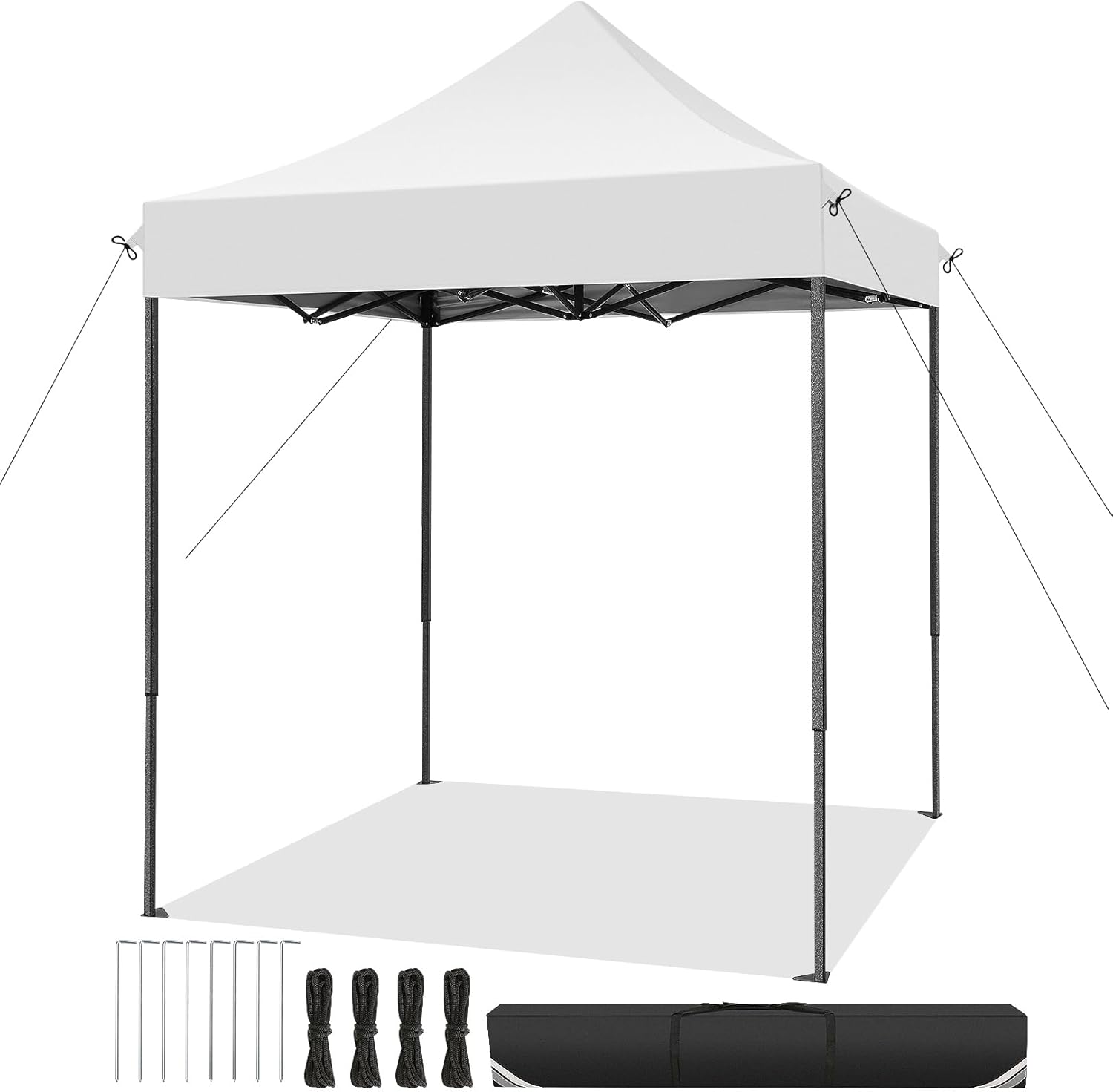 COBIZI Tente de Réception Pliante 2x2m Robuste sans Parois Latérales, Chapiteau de Fête Extérieur Commercial Facile à Monter, 3 Hauteurs Réglables avec Sac de Transport,Blanc