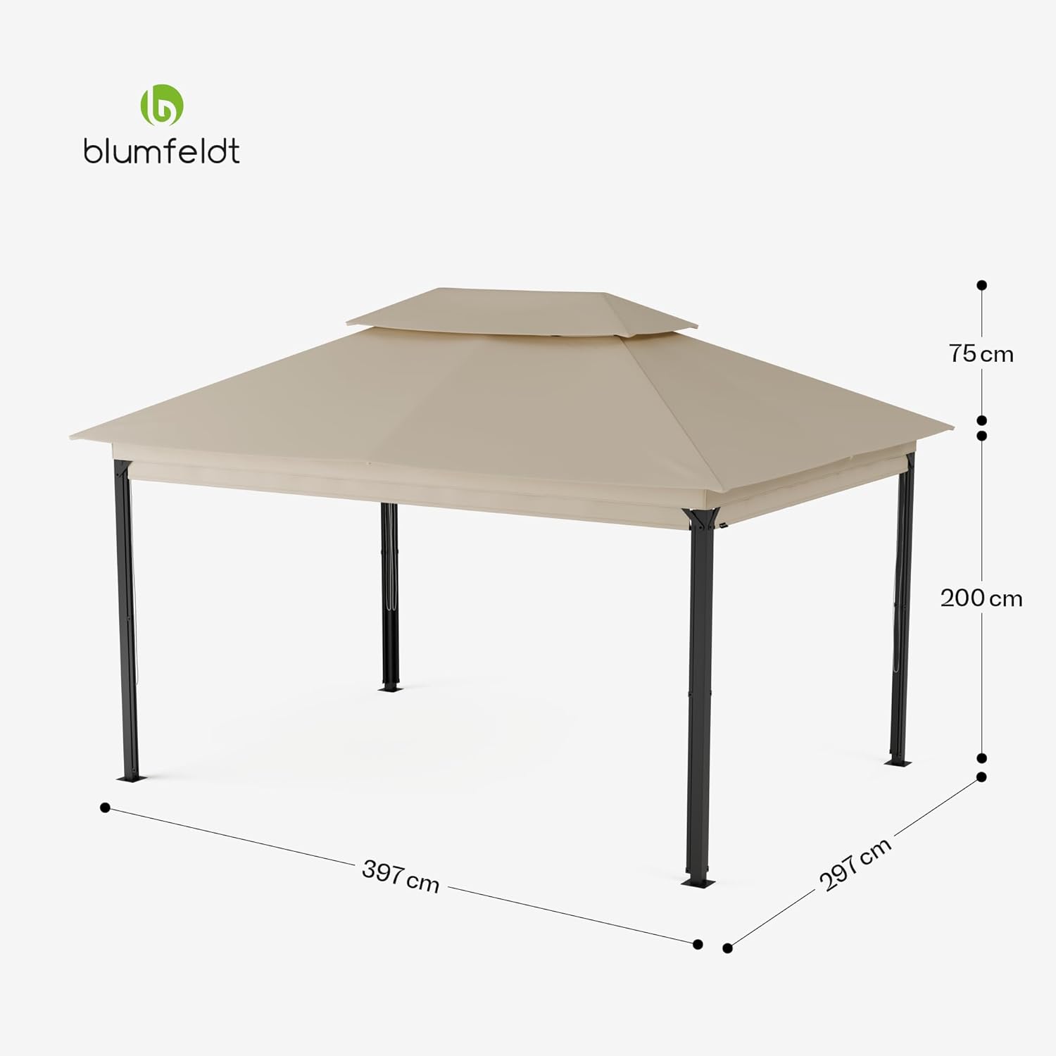 Blumfeldt - Grandezza Cortina - 3x4 m - acier, toit polyester, panneaux enroulables, beige