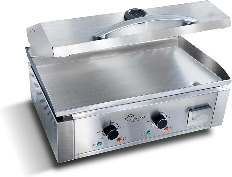 LITTLE BALANCE - Aquitaine Pro Plus - plancha inox 2 zones, couvercle, 3500W - 8473
