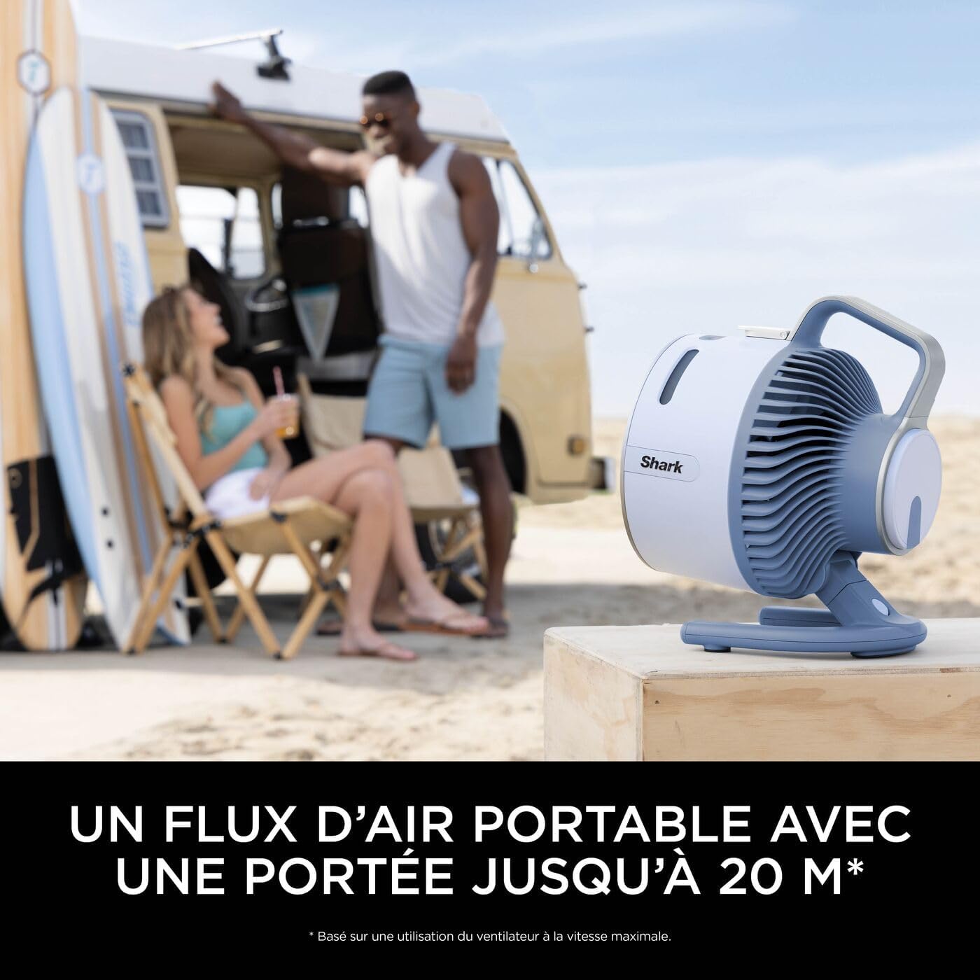 Shark FlexBreeze HydroGo, ventilateur brumisateur portable, rafraîchisseur d'air silencieux intérieur/extérieur, discret et durable, avec/sans fil, léger, 5 réglages de vitesse, Glacier FA050EUBL
