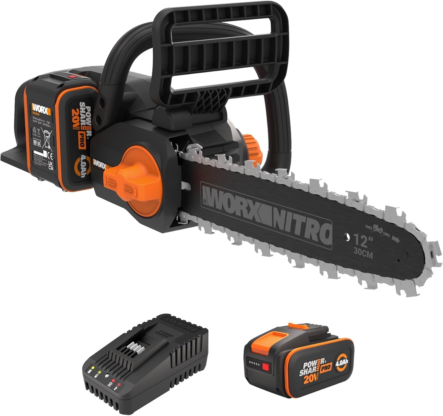 WORX - tronçonneuse sans fil 20V - guide 30cm - moteur brushless, lubrification auto, WG350E