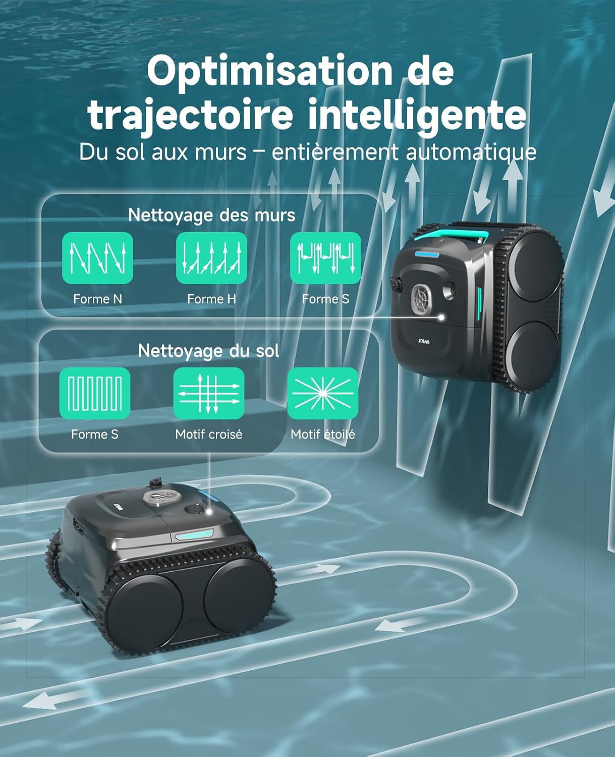 WYBOT - C2 série - 150㎡ - robot piscine sans fil aspiration forte C2