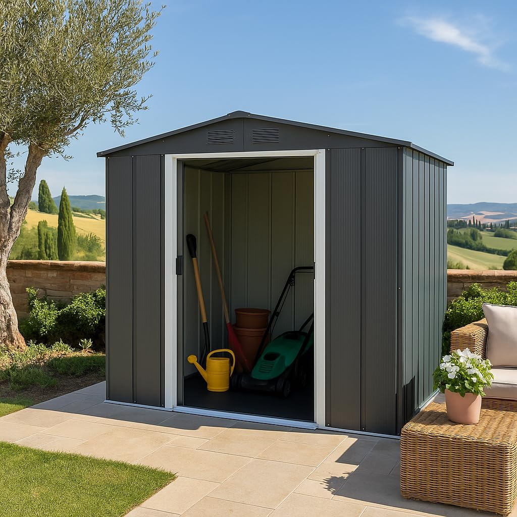 Duramax ECO 6 x 6 (3.33 m²) abri de jardin en métal, galvanisé à chaud, Abri de stockage d'outils, structure de toit renforcée, abri sans entretien, anthracite